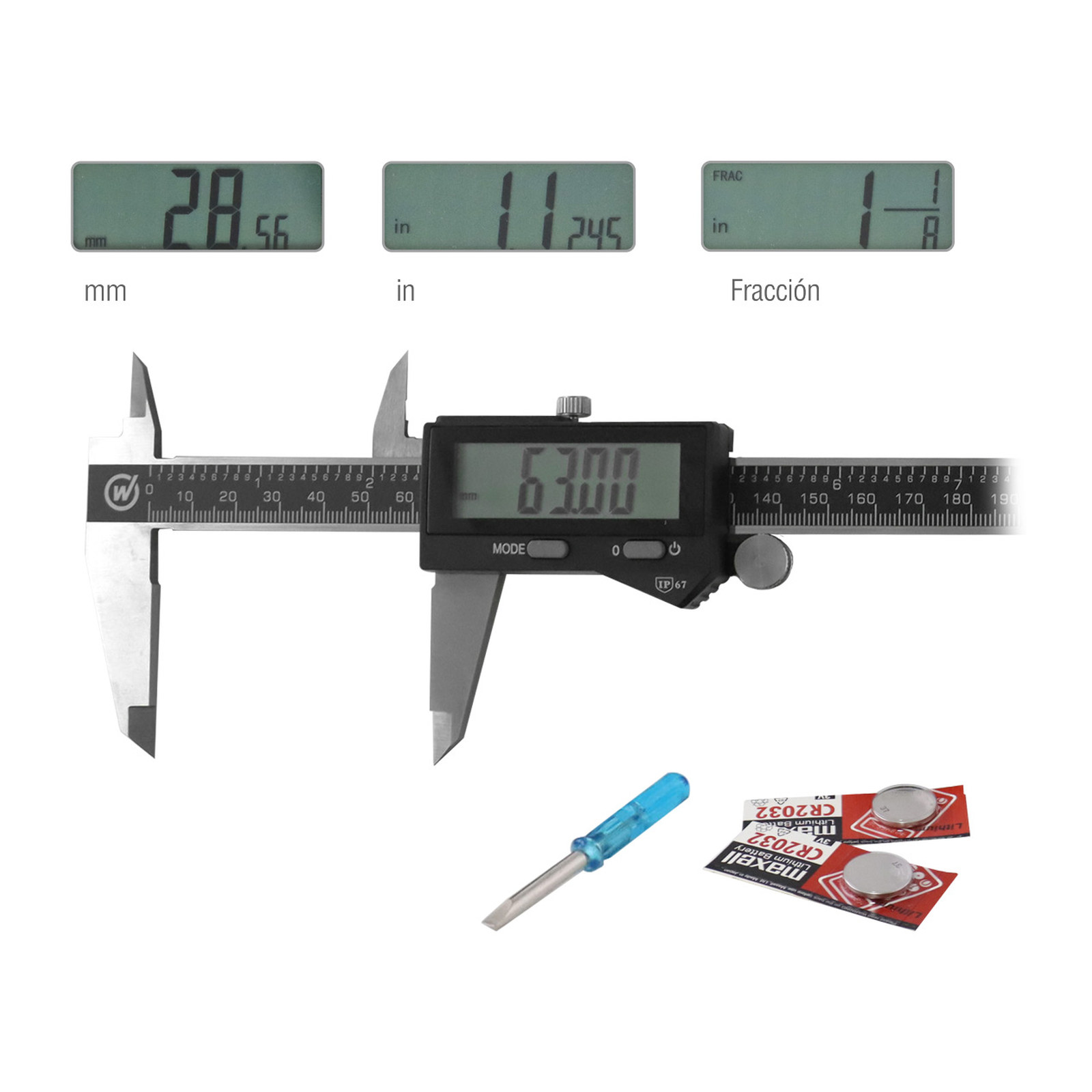 CALIBRADOR DIGITAL ACERO INOX. SENSOR INDUCTIVO 8" - Imagen 2