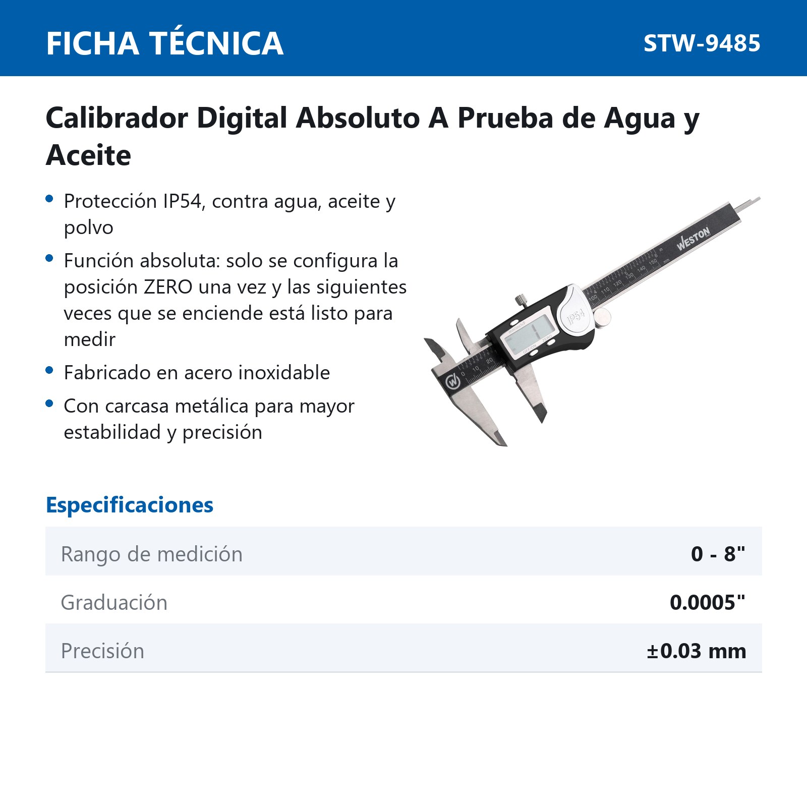 CALIBRADOR DIGITAL ABSOLUTO ACERO INOX. 8" - Imagen 2