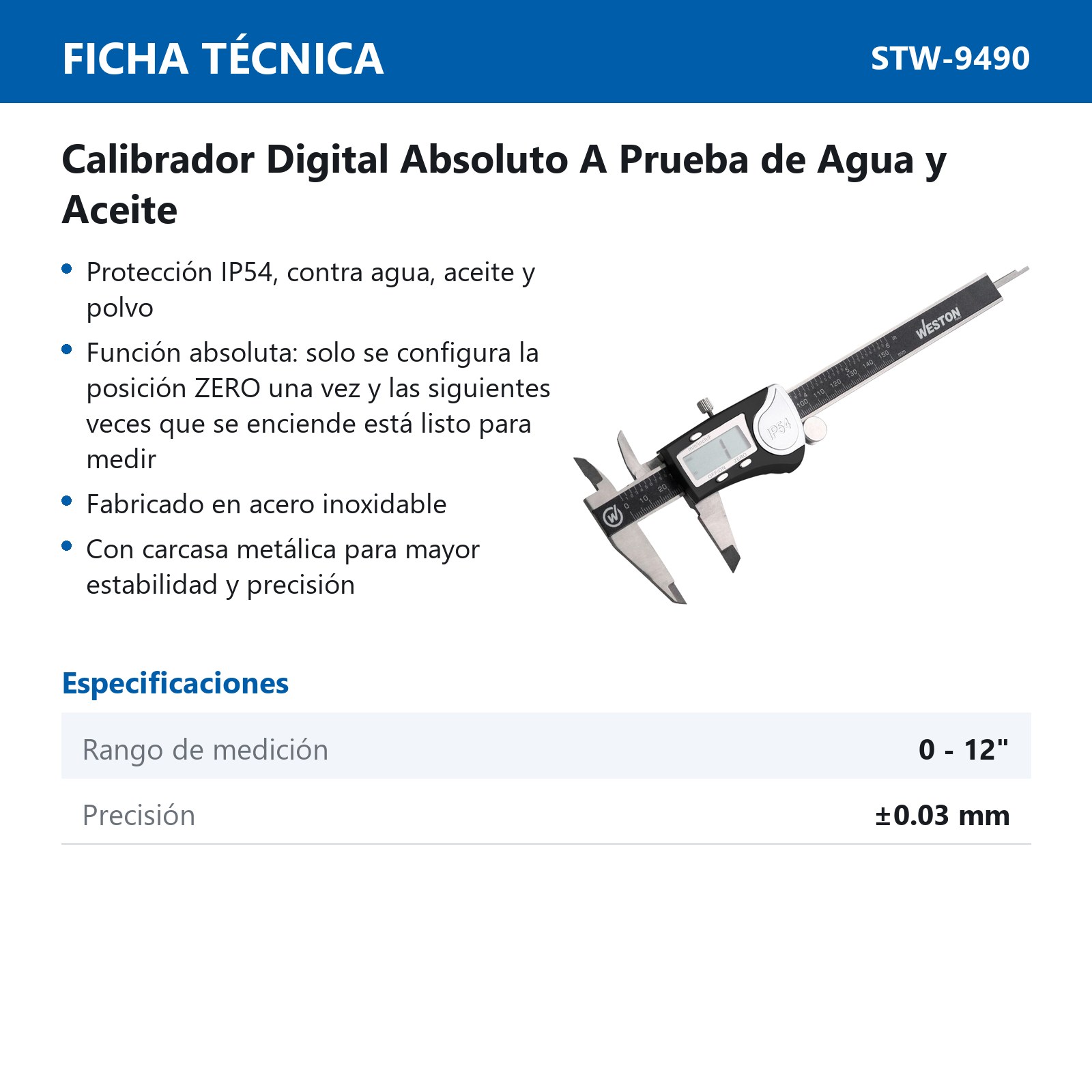 CALIBRADOR DIGITAL ABSOLUTO ACERO INOX. 12" - Imagen 2