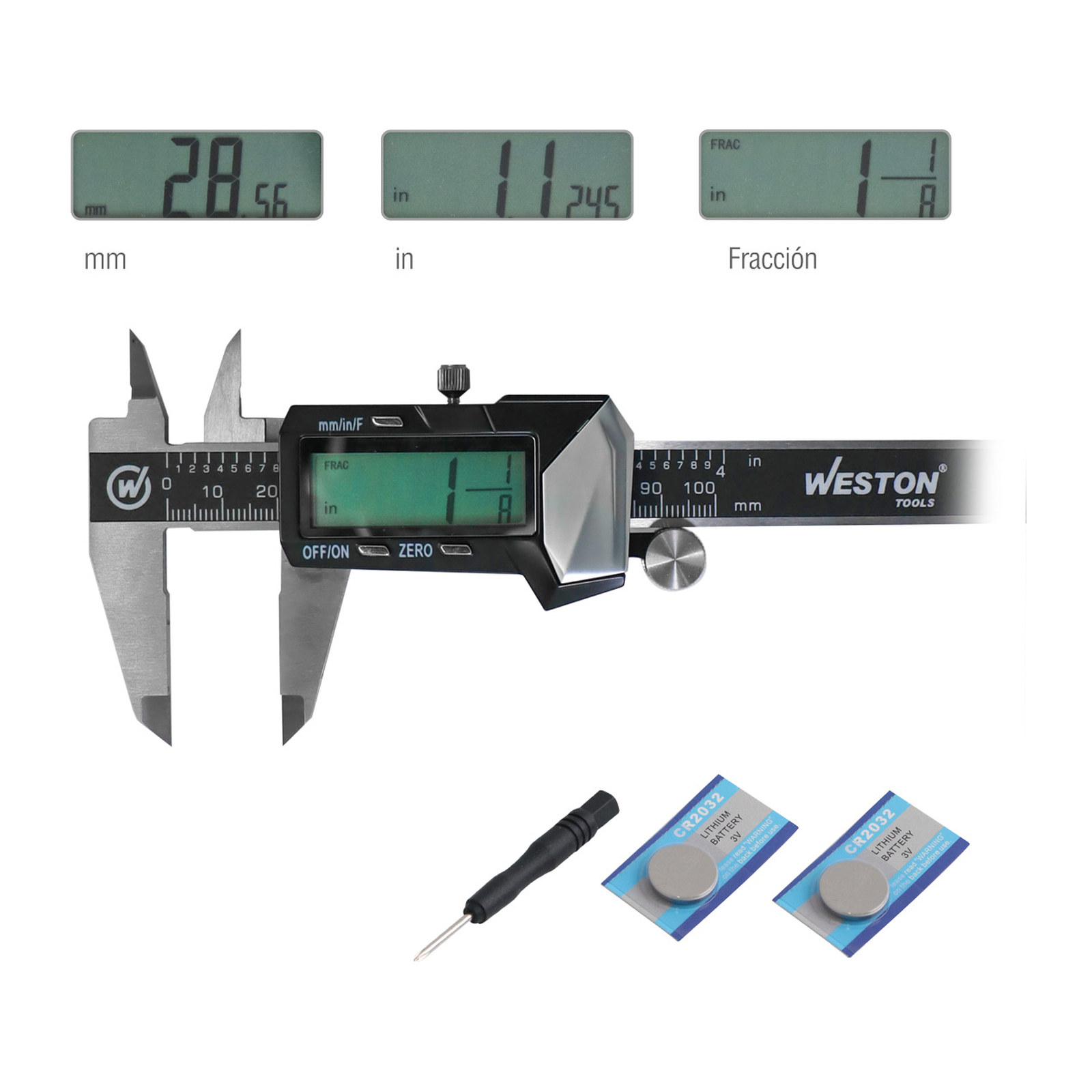 CALIBRADOR DIGITAL ACERO INOX. MANDIBULAS PUNTA D/CARBURO 6" - Imagen 2