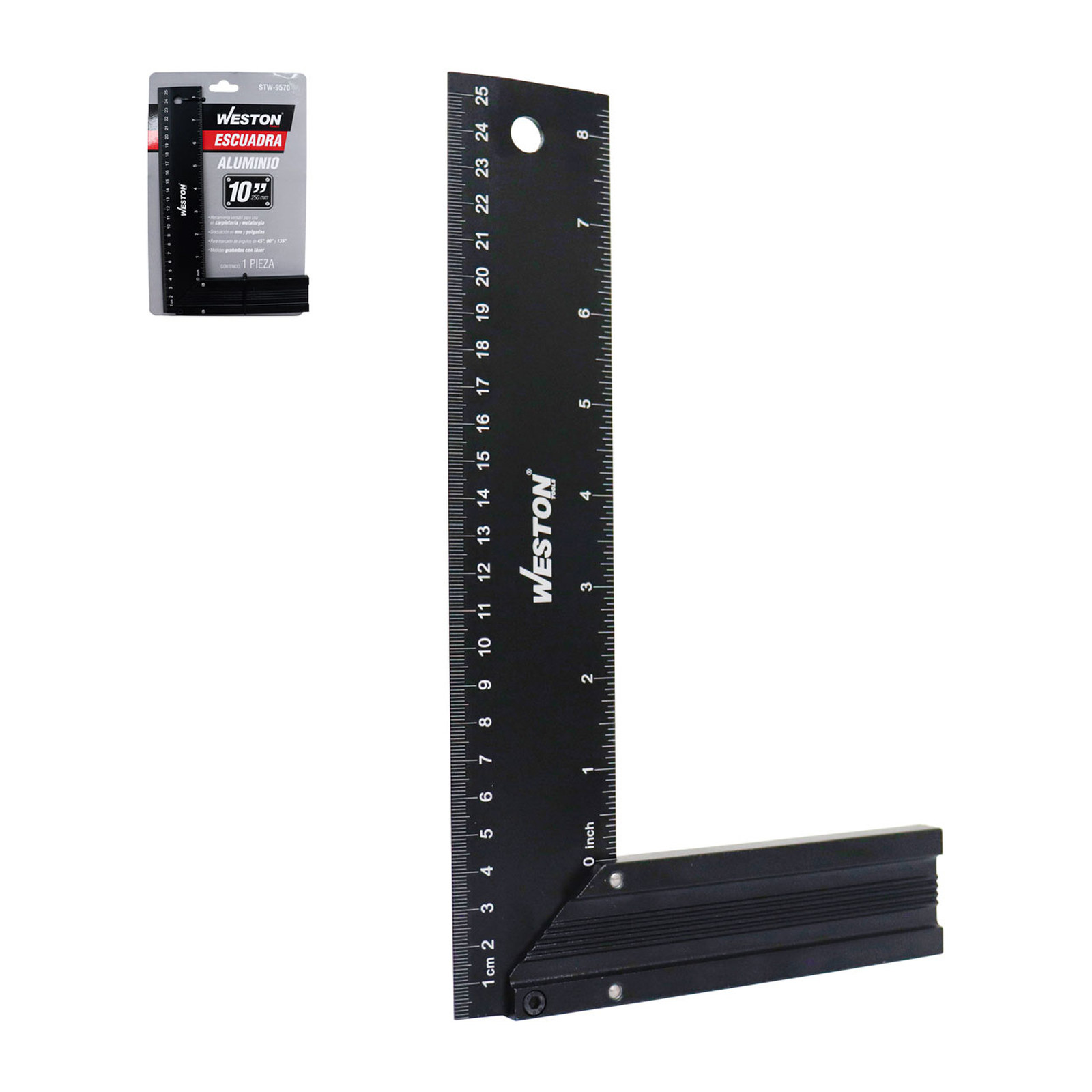 Escuadra de Aluminio Uso Rudo con Base Amplia 10" x 60 mm Weston