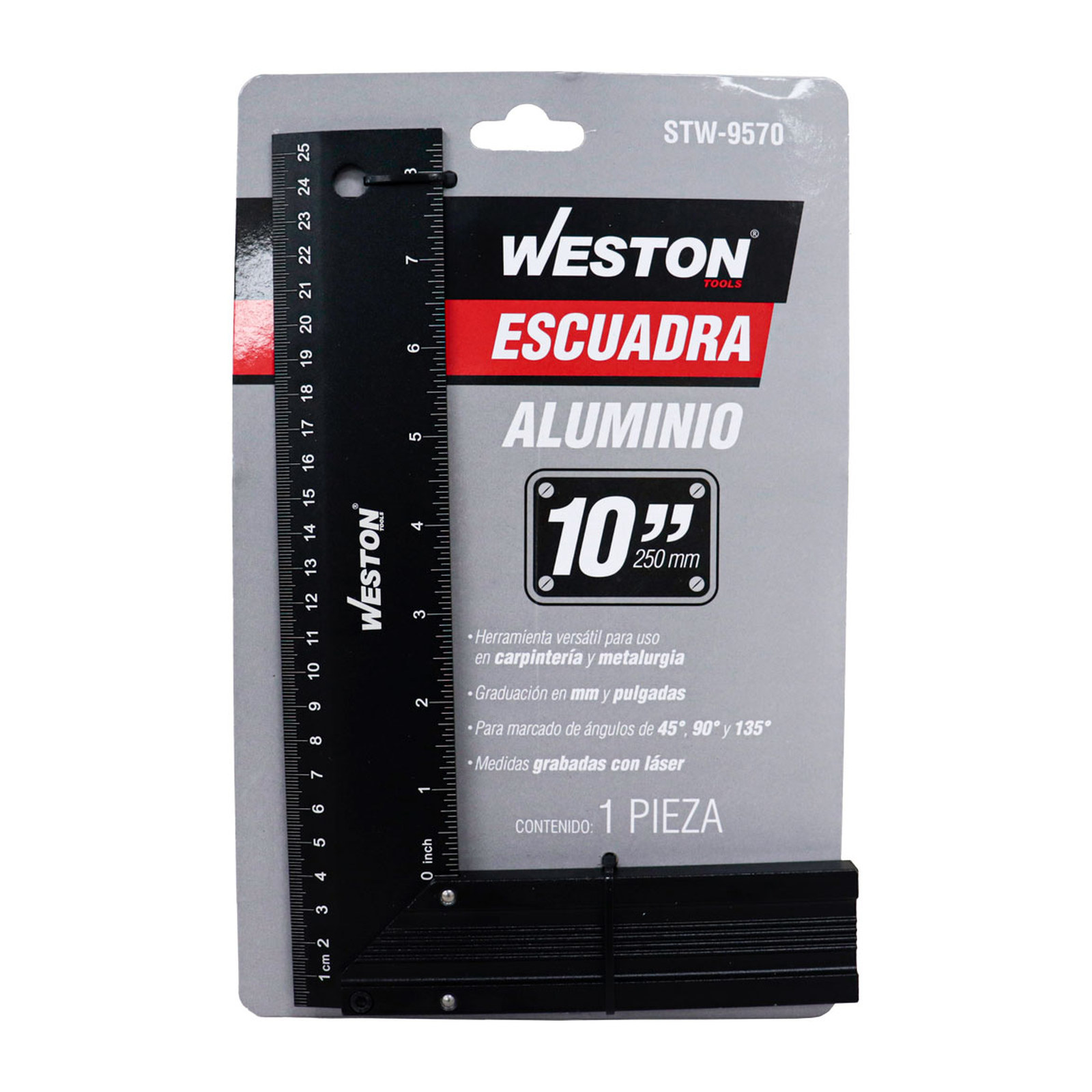 ESCUADRA DE ALUMINIO USO RUDO C/BASE AMPLIA 10''X60MM - Imagen 4