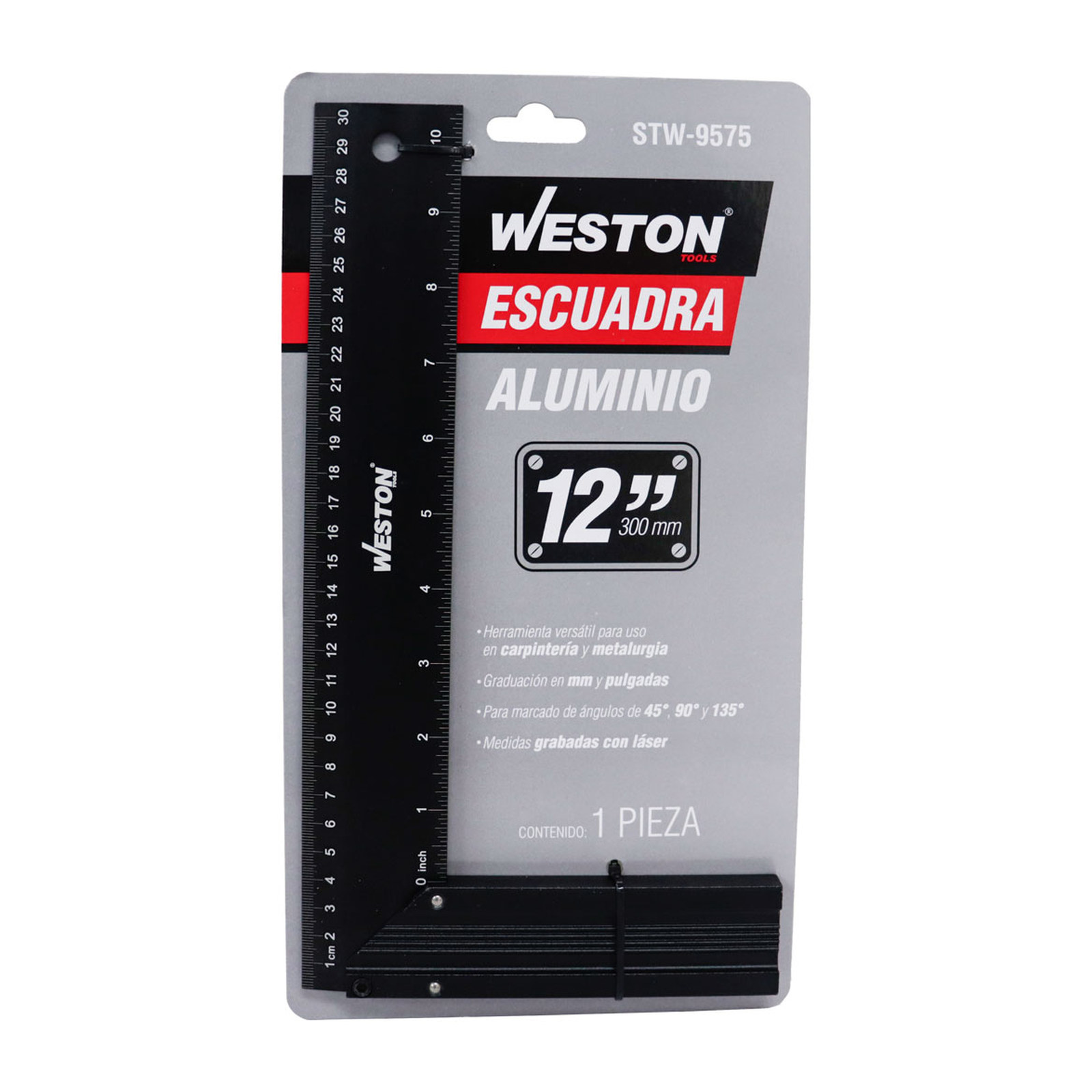 ESCUADRA DE ALUMINIO USO RUDO C/BASE AMPLIA 12''X60MM - Imagen 4