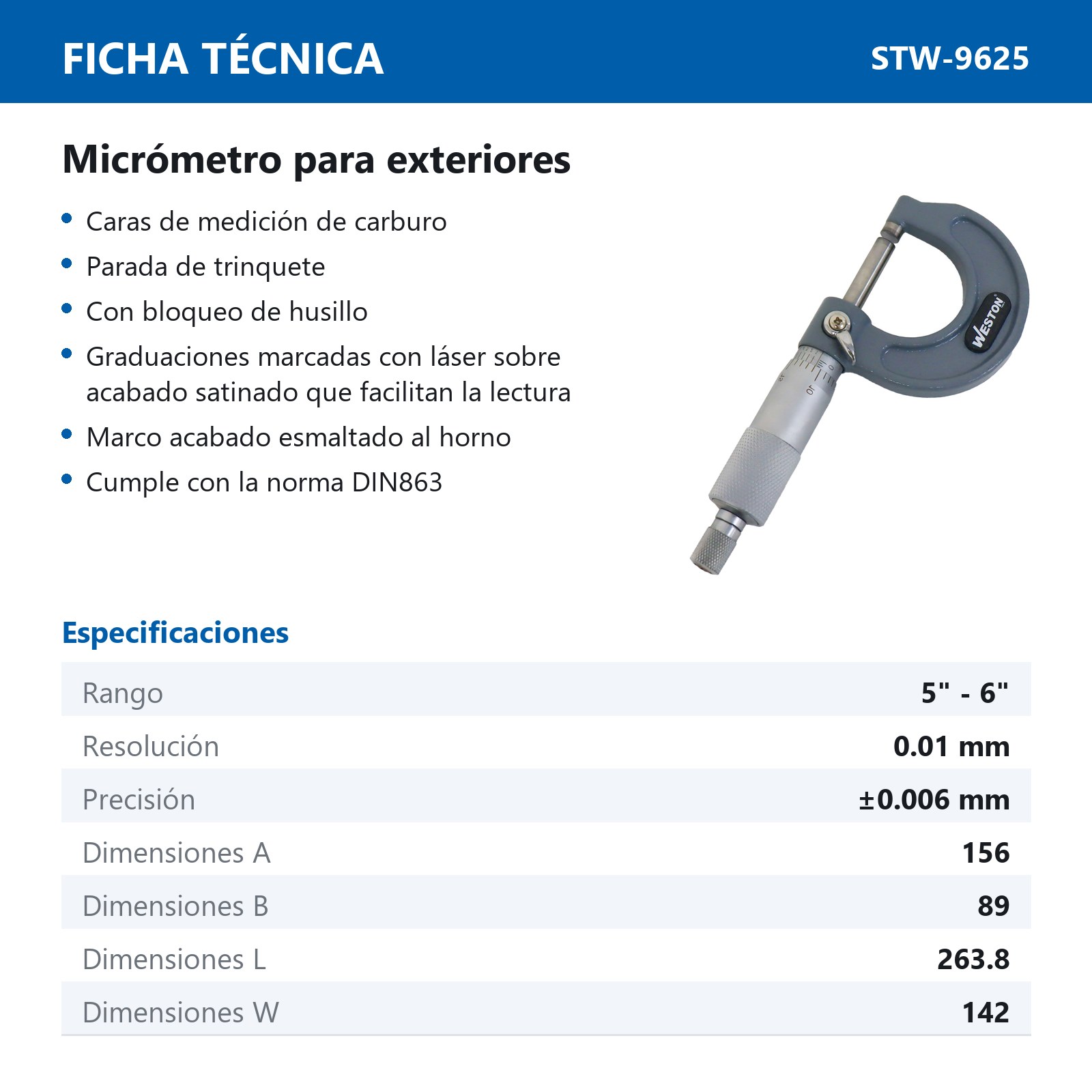 MICROMETRO P/EXTERIORES 5" - 6" - Imagen 2