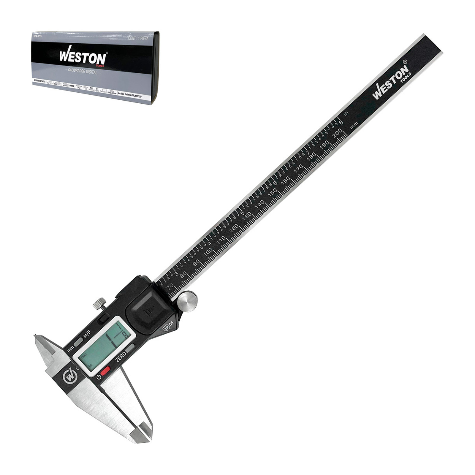 Calibrador Digital Weston 8" IP54 a Prueba de Agua MM/Pulgadas con Salida de Datos