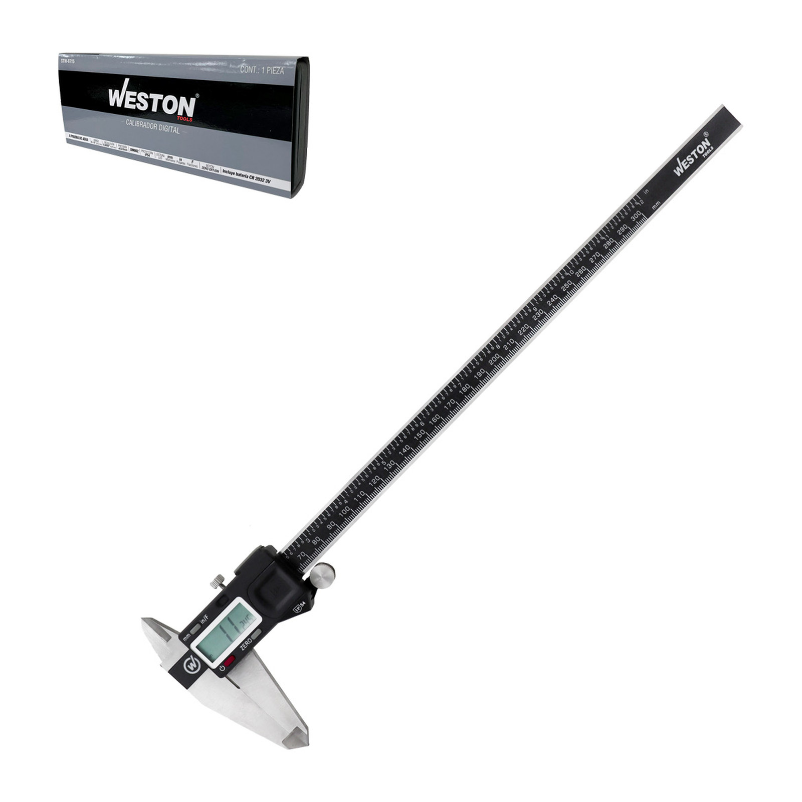 Calibrador Digital IP54 a Prueba de Agua 12" mm/Pulgadas con Salida de Datos Weston