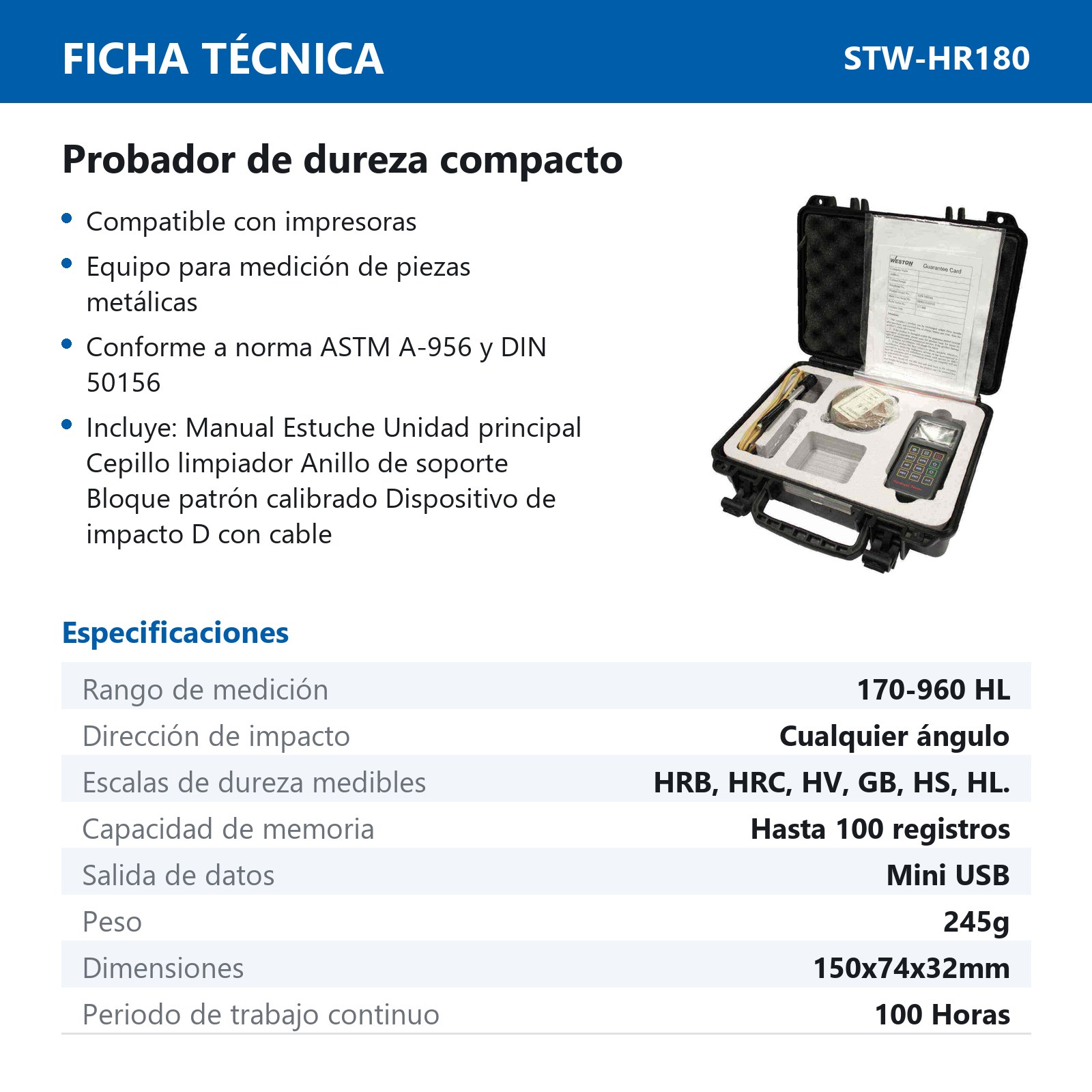 PROBADOR D/DUREZA PORTATIL S/IMPRESOR - Imagen 2