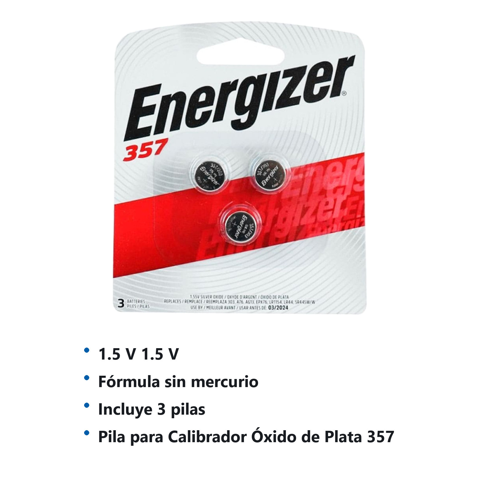 PILA PARA CALIBRADOR 1.5V OXIDO DE PLATA  1PQ CON 3 BATTERIAS - Imagen 2