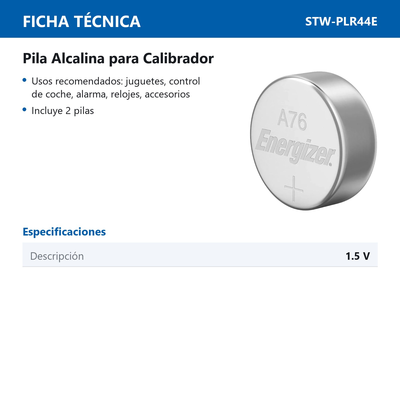 PILA PARA CALIBRADOR 1.5 (Precio x Pieza - Paquete c/2 piezas) - Imagen 4