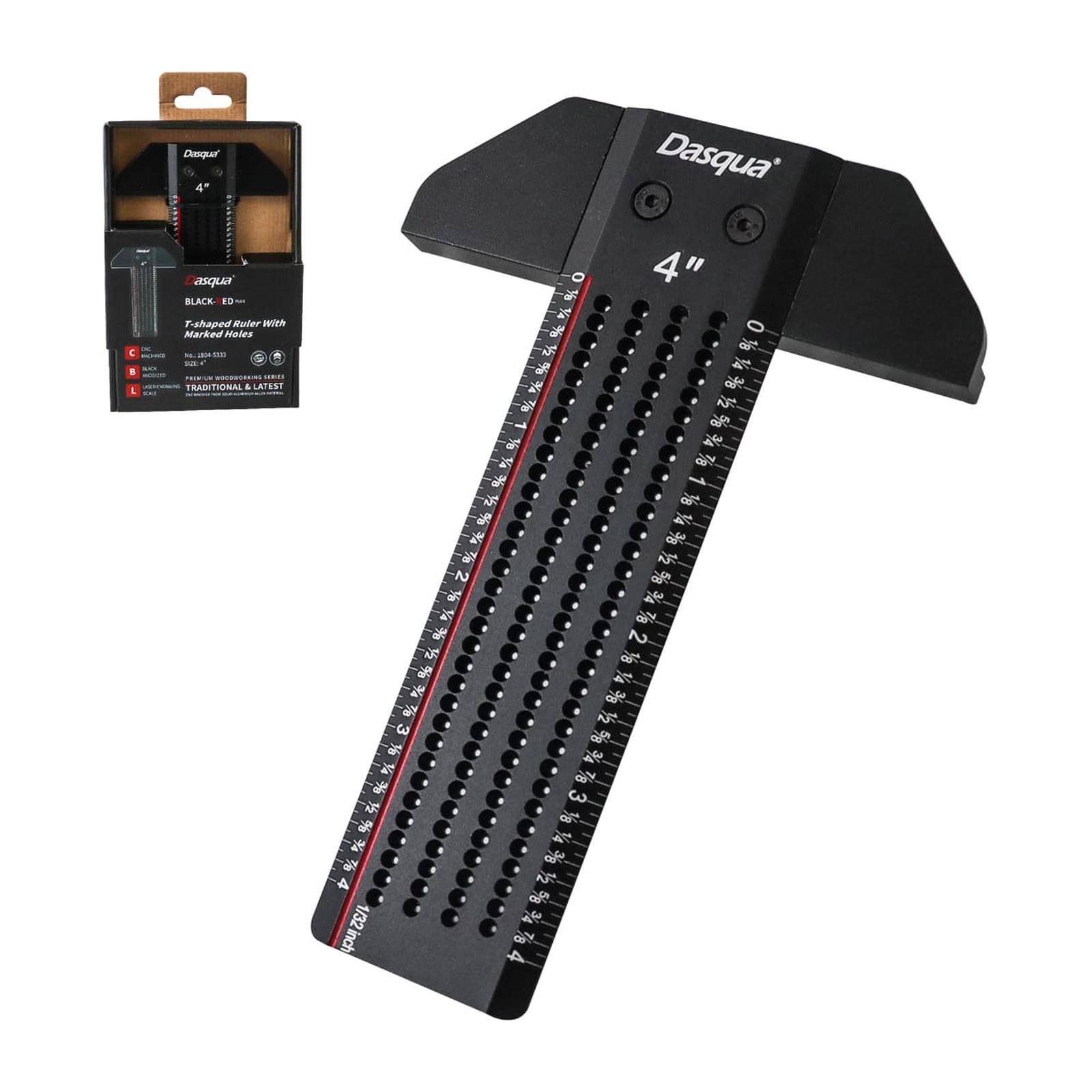Regla de Aluminio en Forma de T con Agujeros para Marcado 4" DASQUA