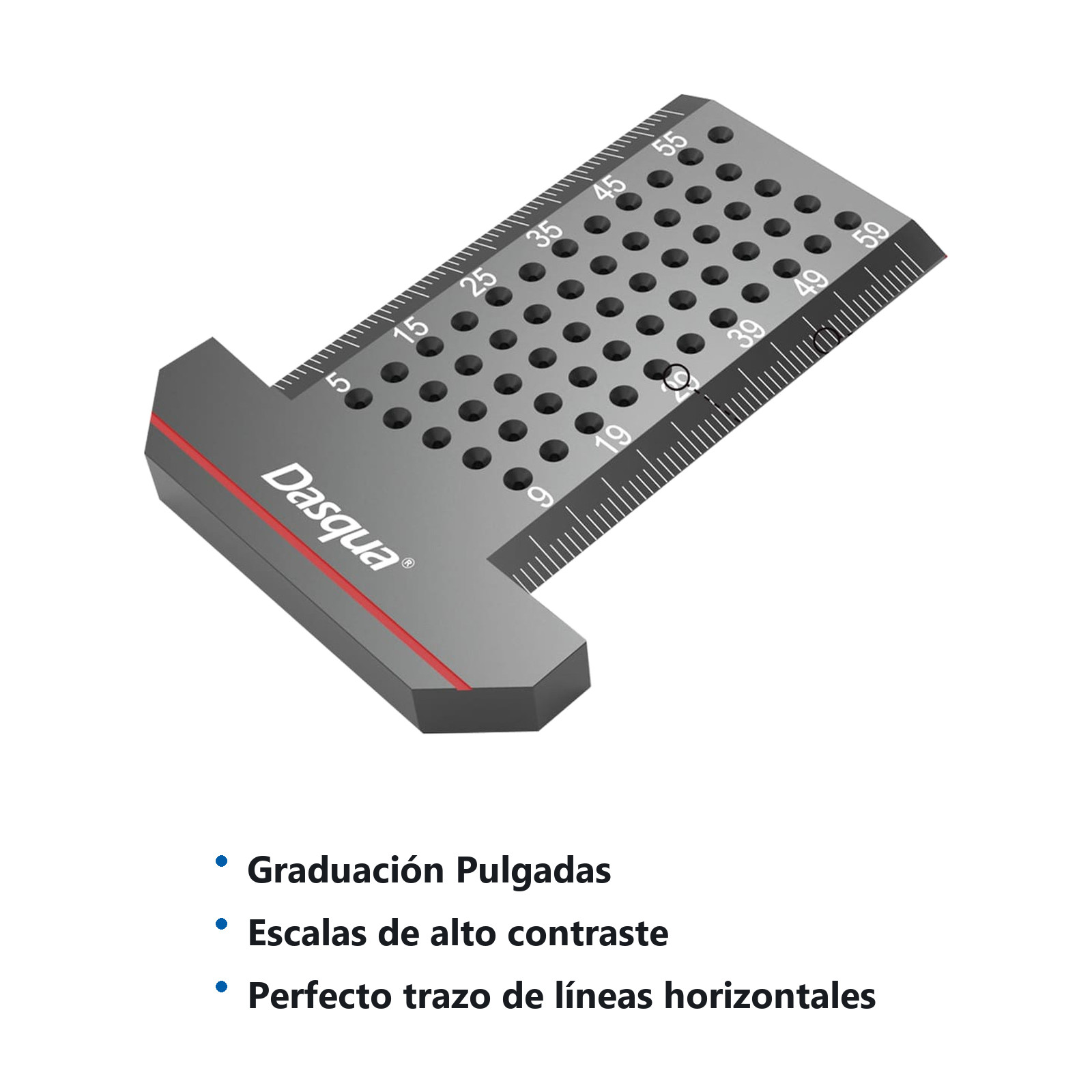 REGLA EN FORMA DE T DE ALUMINIO CON AGUJEROS DE MARCADO DE BOLSILLO FRACCIONAL - Imagen 2