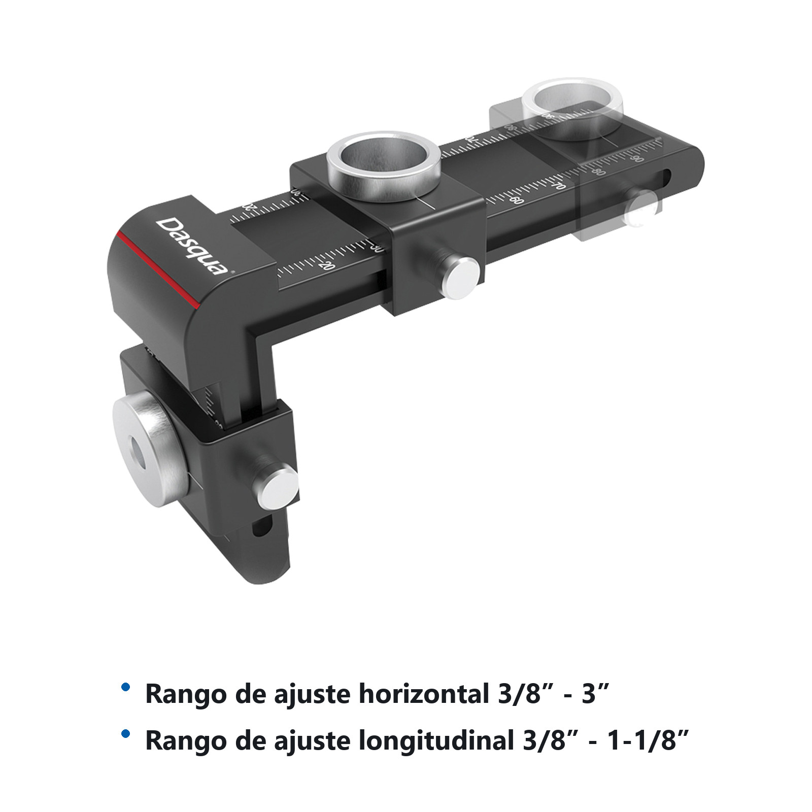PLANTILLA PARA PERFORACION UNIVERSAL AJUSTABLE DE ALUMINIO CON 5 BUJES DE AC. INOX. DE 1/4" A 5/8" - Imagen 2