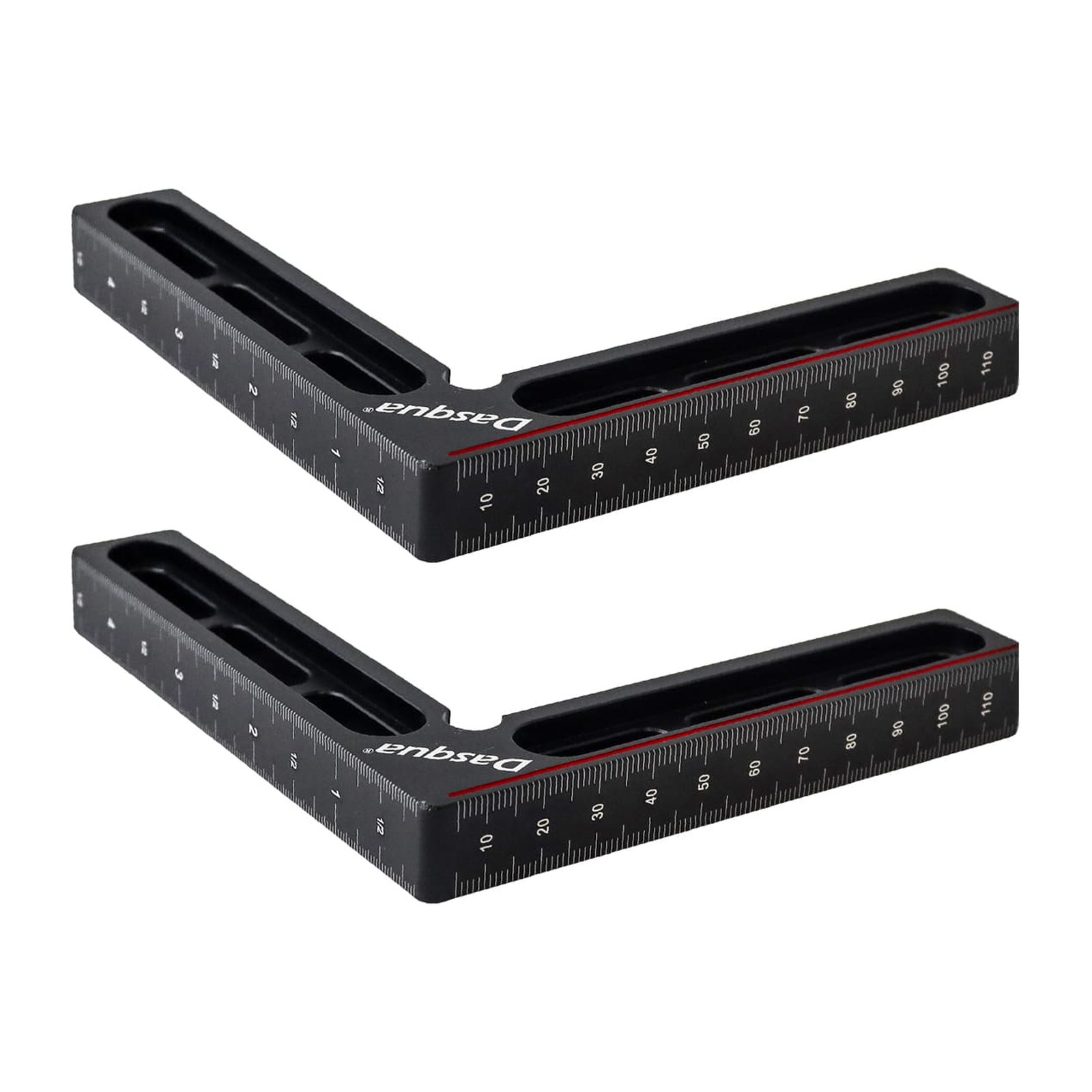 JUEGO DE 2 ESCUADRA DE PRESICION MULTIFUNCION DE ALUMINIO METRICA Y FRACCIONAL C/4 CLAMPS - Imagen 2