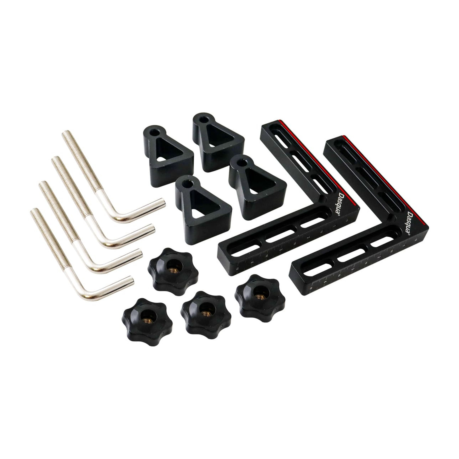 JUEGO DE 2 ESCUADRA DE PRESICION MULTIFUNCION DE ALUMINIO METRICA Y FRACCIONAL C/4 CLAMPS - Imagen 3