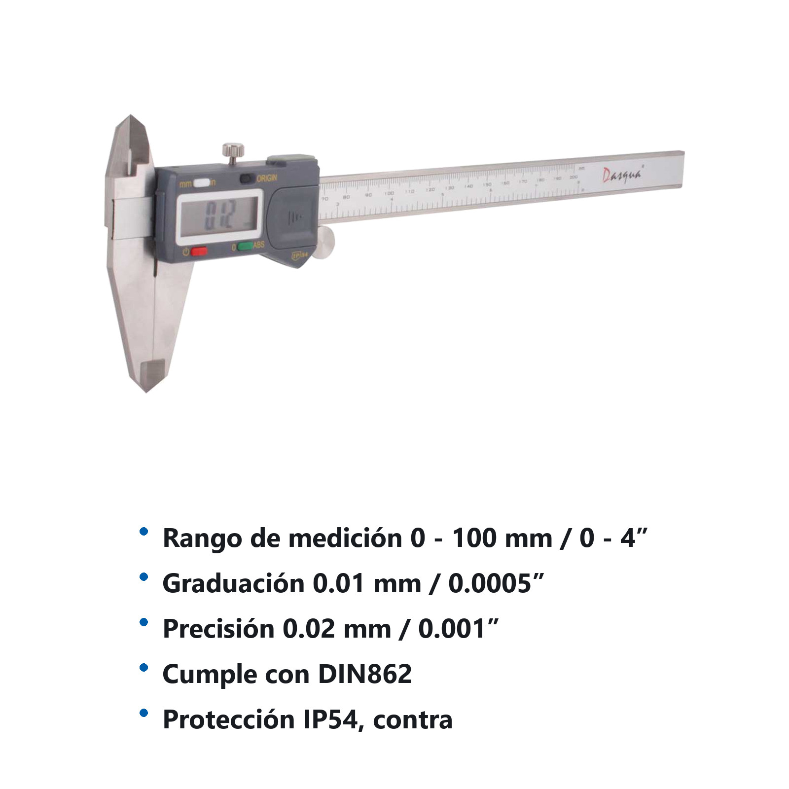 CALIBRADOR DIGITAL IP54 ABSOLUTO A PRUEBA DE AGUA 0-4" mm/in ZERO/ABS C/PILA CR2032 3V - Imagen 3