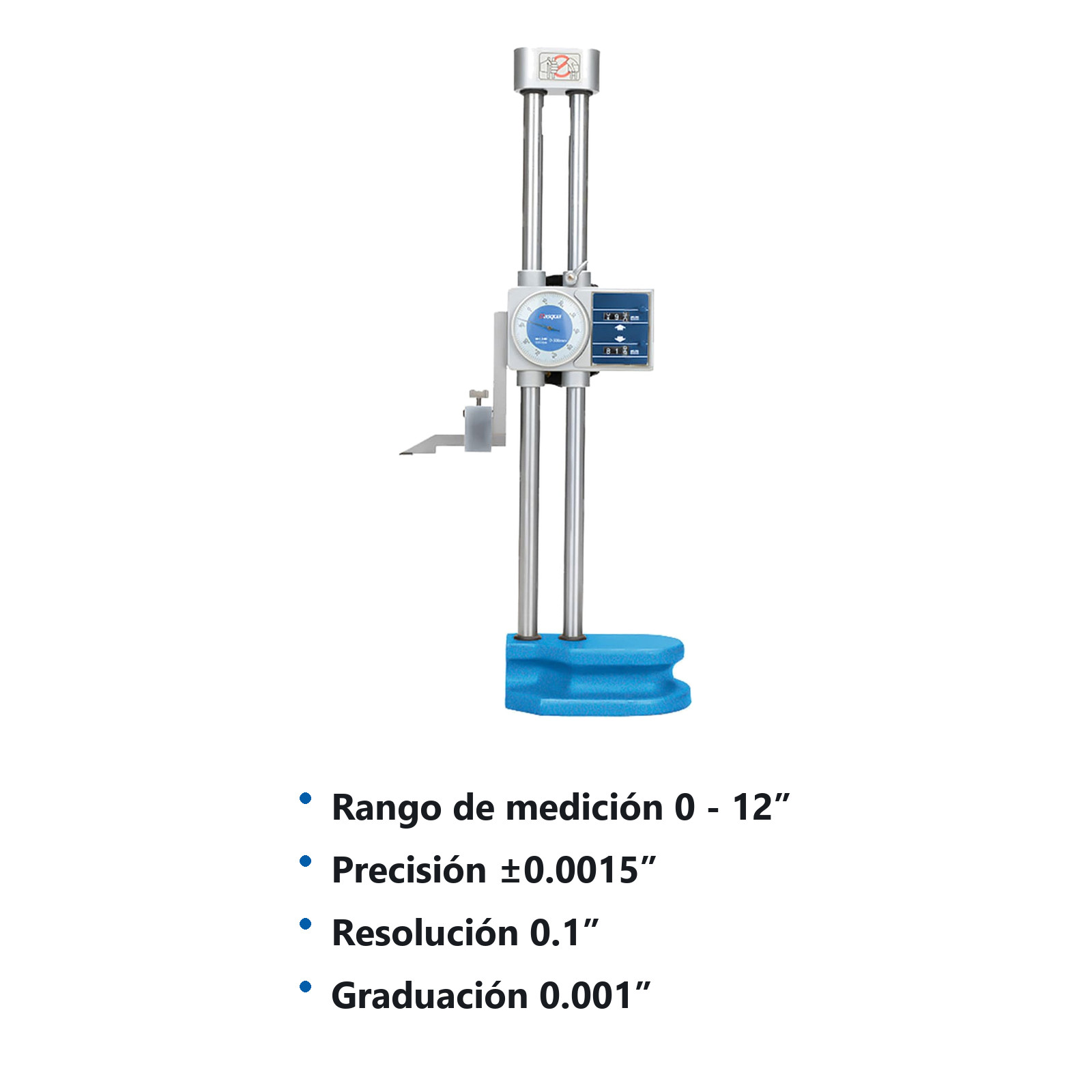 CALIBRADOR D/ALTURAS C/DOBLE POSTE C/CONTADOR DIG. 0-12" D*0.001"*0.1 - Imagen 2