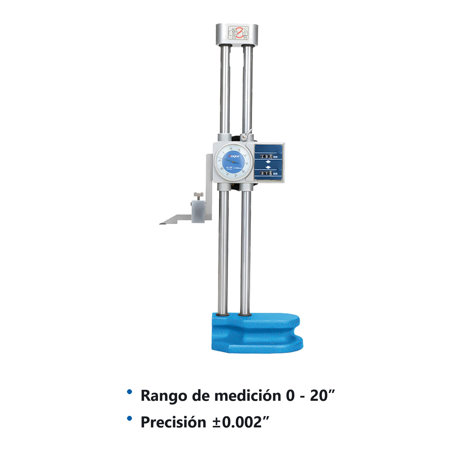 CALIBRADOR D/ALTURAS C/DOBLE POSTE C/CONTADOR DIG. 0-20" D*0.001"*0.1 - Imagen 2