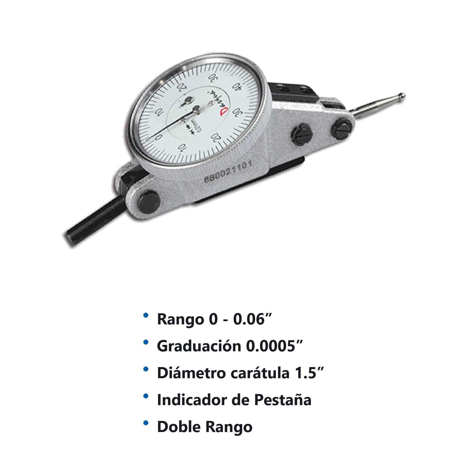 INDICADOR DE PESTAÑA DOBLE RANGO .06"*.0005"*1-1/2*0.0005 - Imagen 2