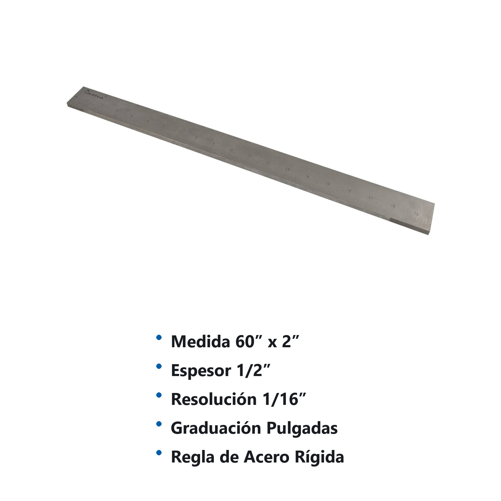 REGLA DE ACERO RIGIDA 60" GRADUACION 1/16" - Imagen 3