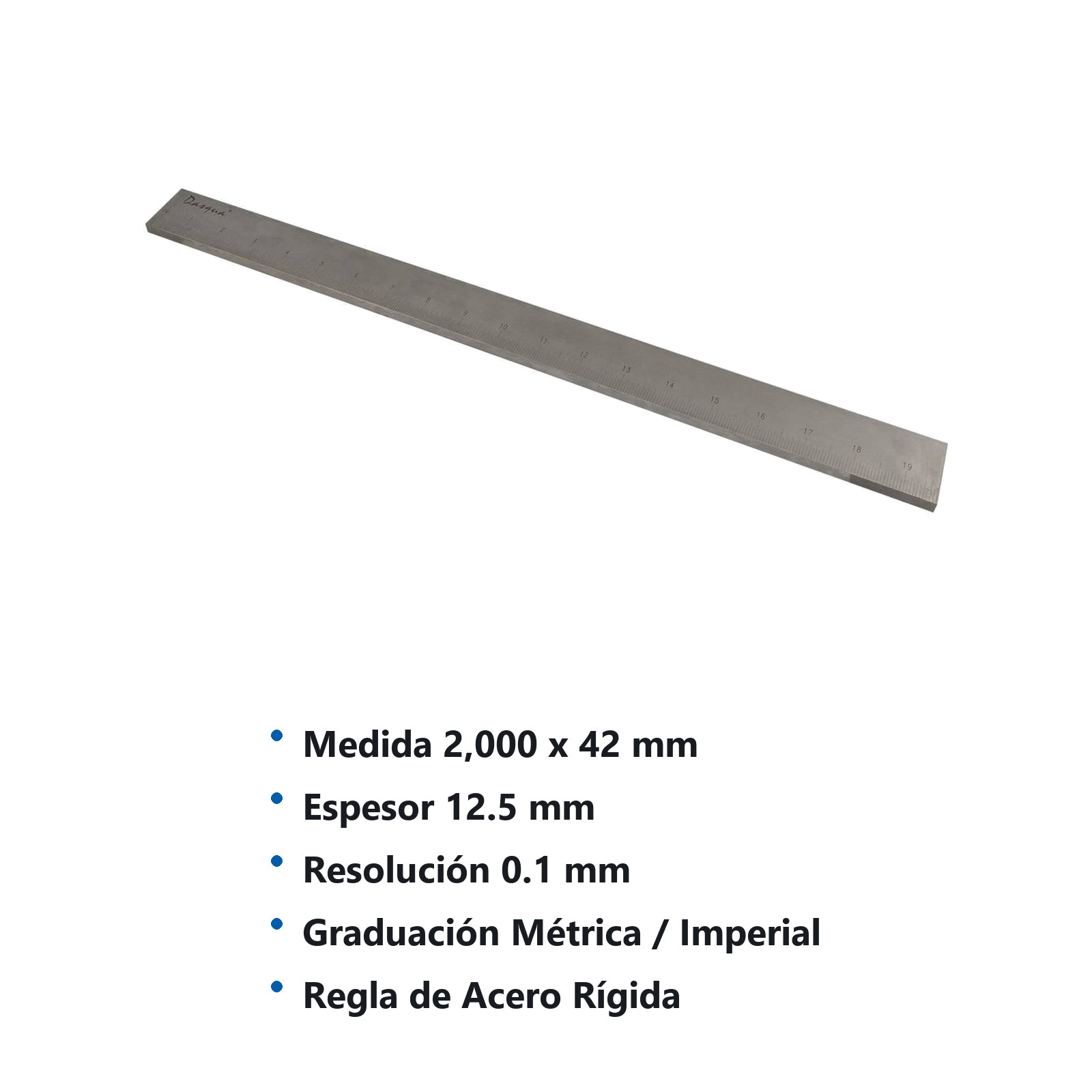 REGLA DE ACERO RIGIDA 2000x42x12.5MM GRADUACION 0.1MM - Imagen 3