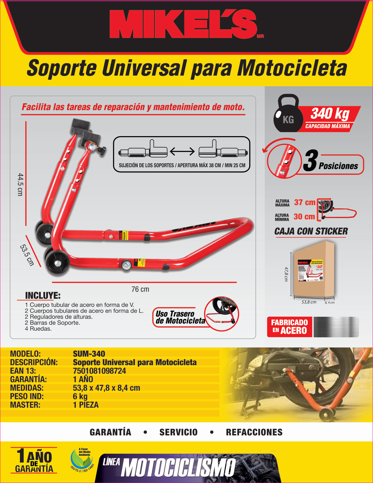 MIKELS SUM-340 Soporte universal para motocicleta - Imagen 4