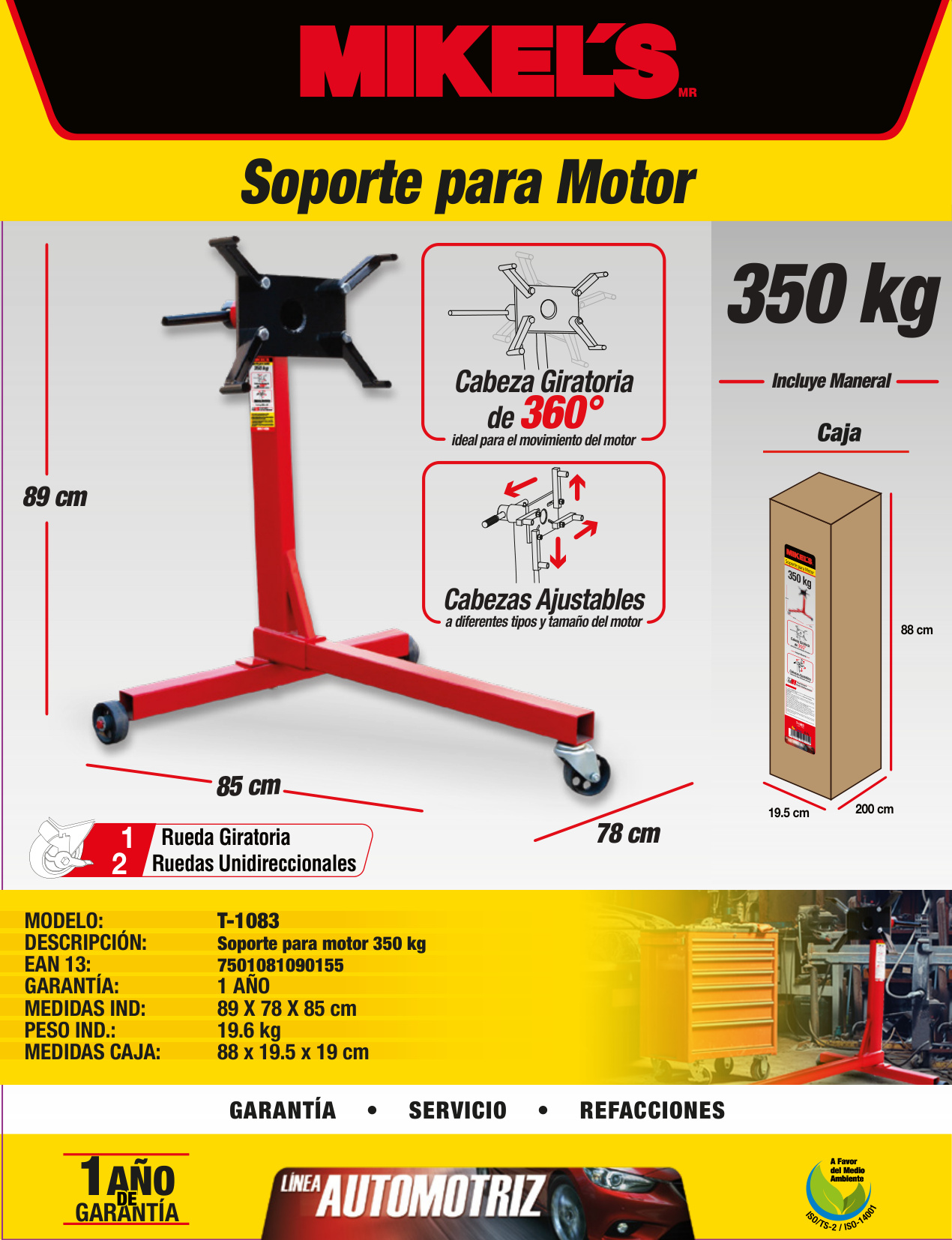 MIKELS T-1083 Soporte para motor (350 kgs) - Imagen 4