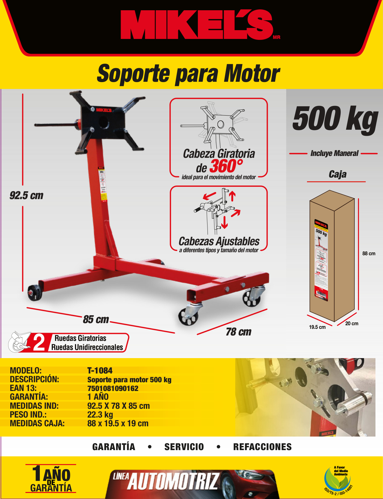 MIKELS T-1084 Soporte para motor (500 kgs) - Imagen 4