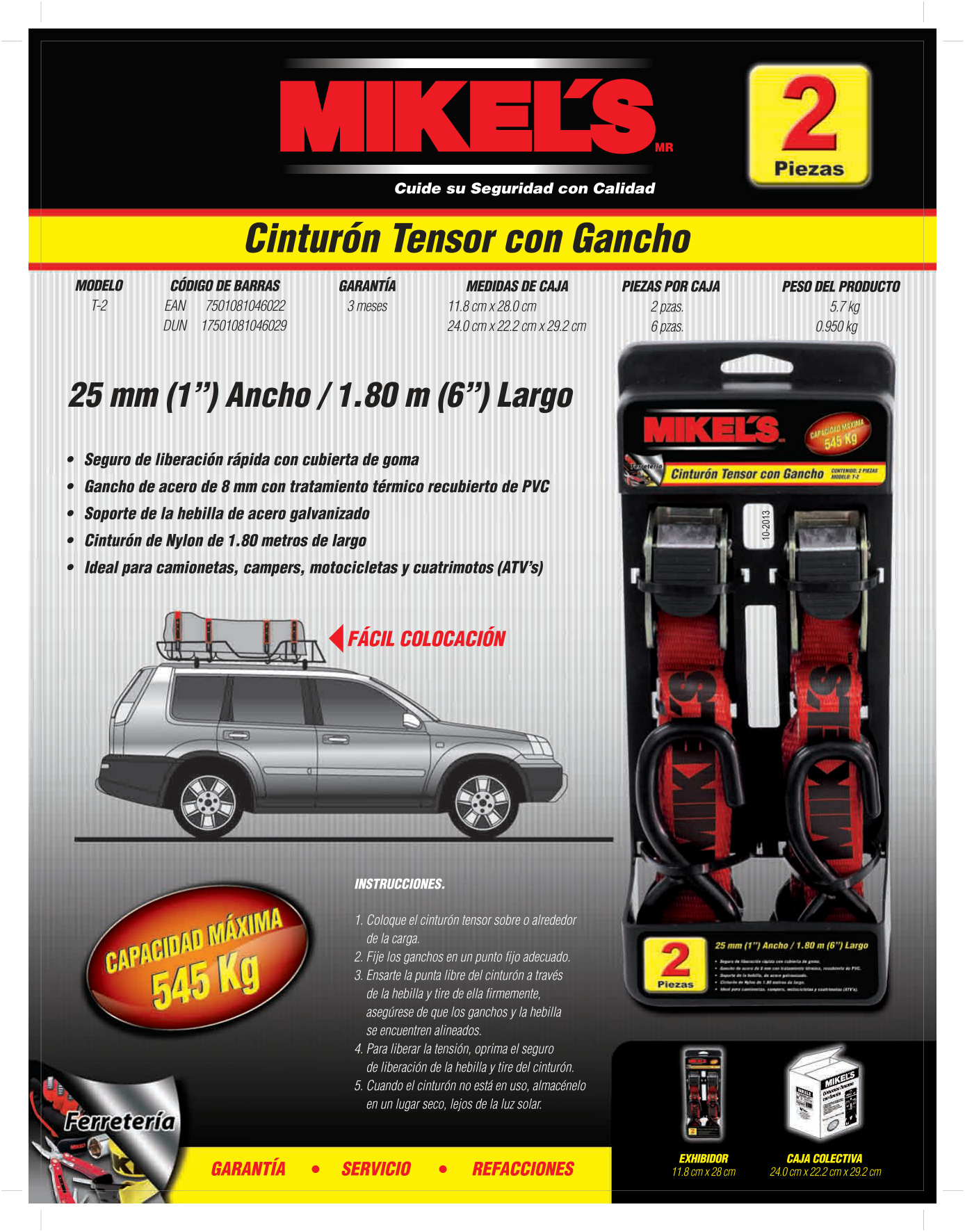 MIKELS T-2 Ganchos tensores 2 pzas (1.8 mts, 545 kgs) - Imagen 4