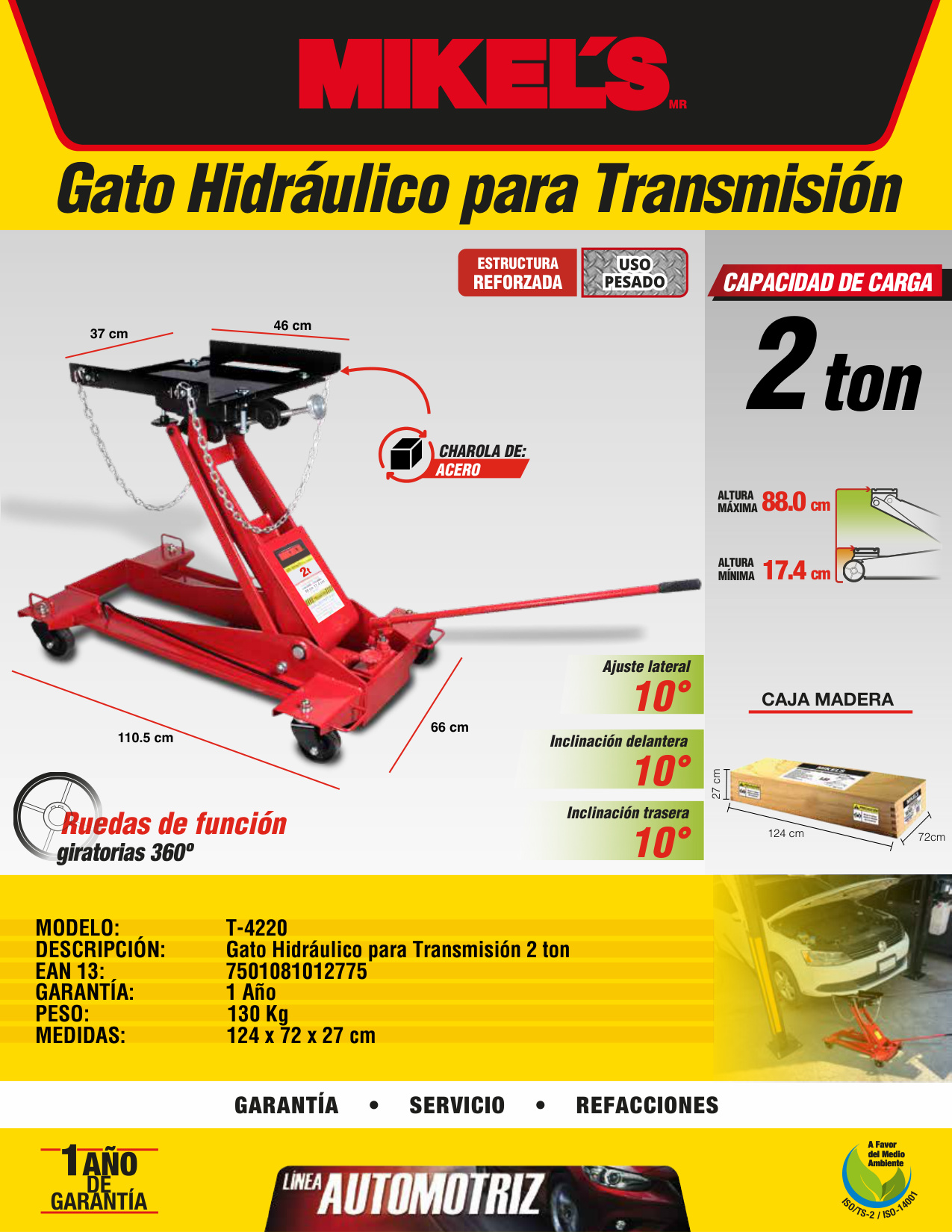 MIKELS T-4220 Gato para transmisión (2 ton) - Imagen 4