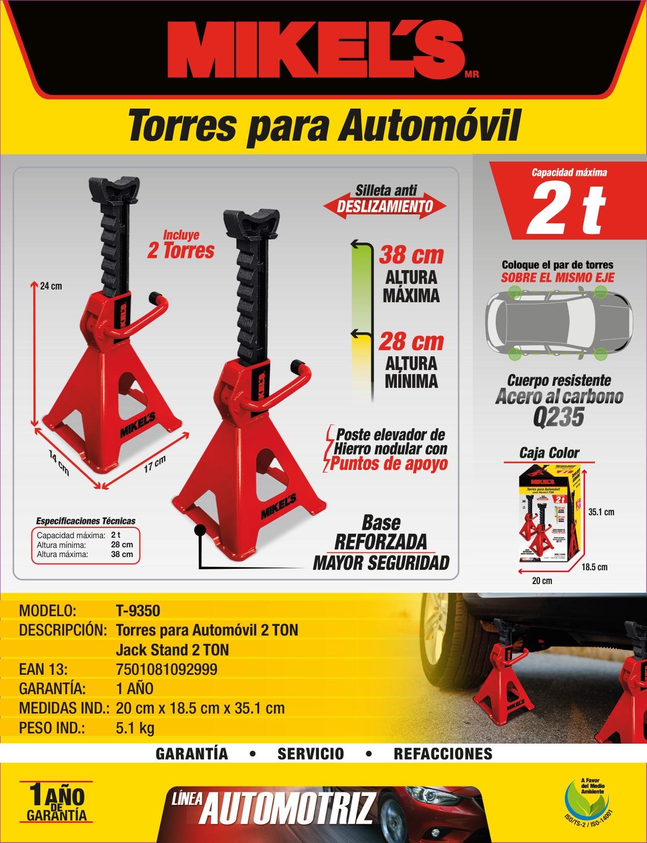 MIKELS T-9350 Torres para automóvil (2 ton) - Imagen 4