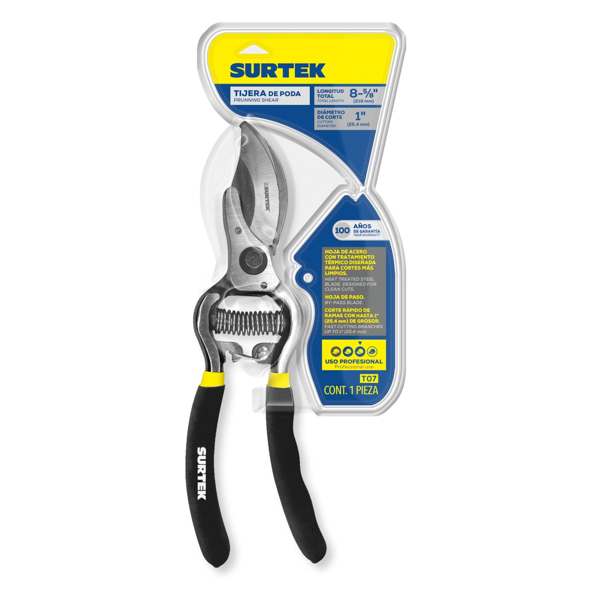 Tijeras para poda a una mano 8" forjada de paso Surtek - Imagen 2