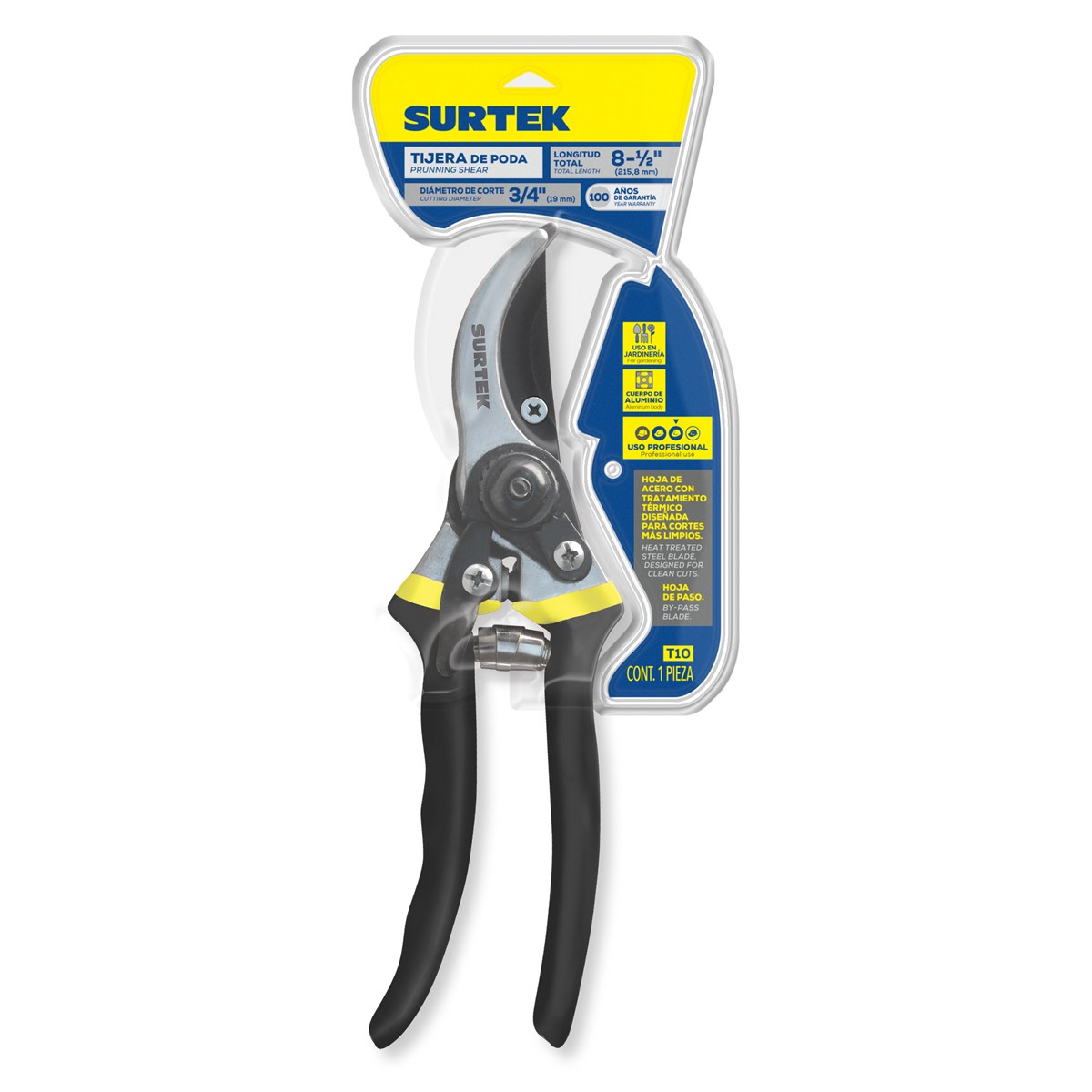 Tijeras para poda a una mano 8" cuerpo de aluminio de paso Surtek - Imagen 4
