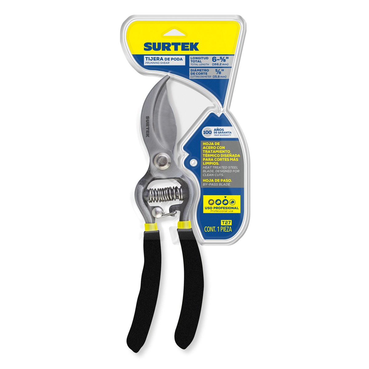 Tijeras para poda a una mano 6" forjada de paso Surtek - Imagen 2