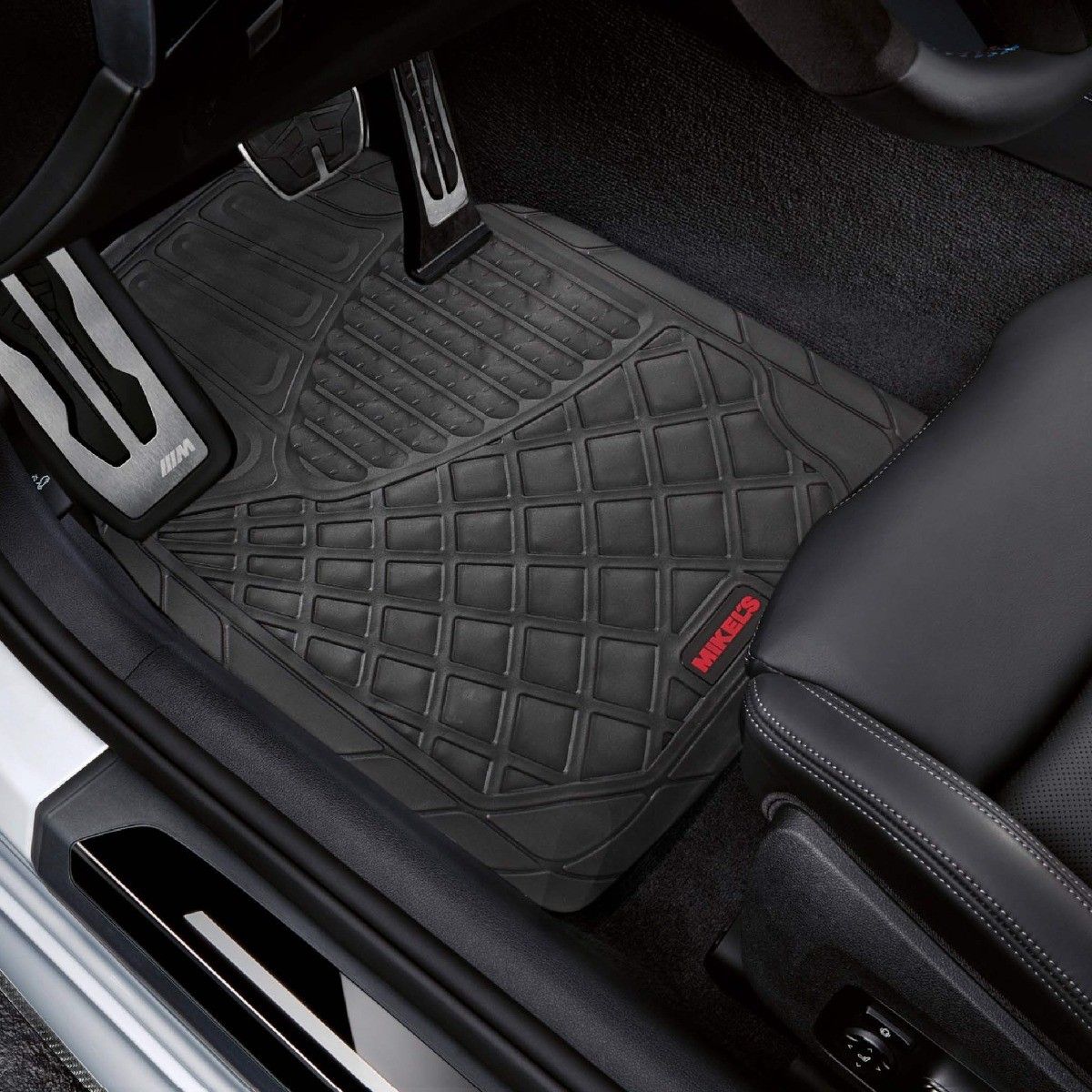 MIKELS TA-1 Tapetes para auto de hule, negro de lujo