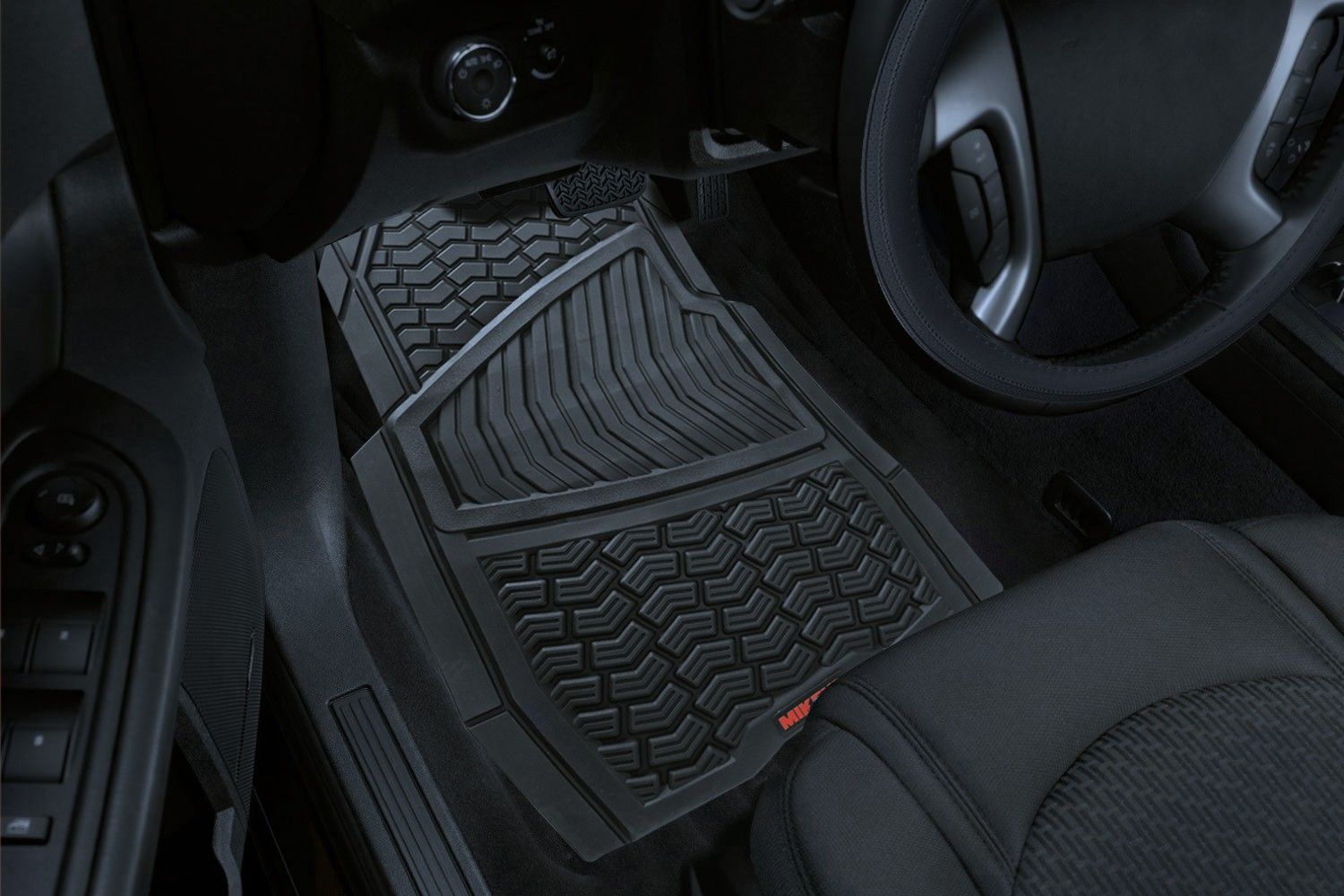 MIKELS TA-5 Tapete para auto de hule, negro con velcro