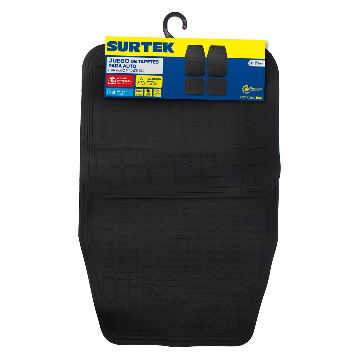 Juego de tapetes para auto, 4 piezas, color negro Surtek - Imagen 2