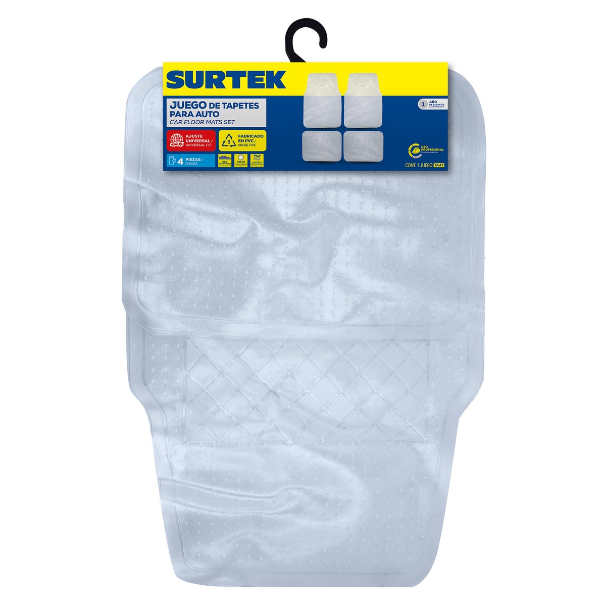 Juego de tapetes para auto, 4 piezas, color transparente Surtek - Imagen 2