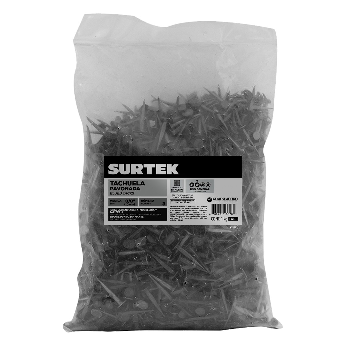 Tachuela pavonada 1 kg, #3, 3/8" Surtek - Imagen 2