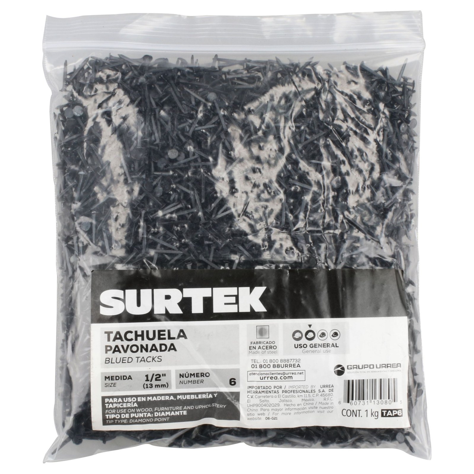 Tachuela pavonada 1 kg, #6, 1/2" Surtek - Imagen 2