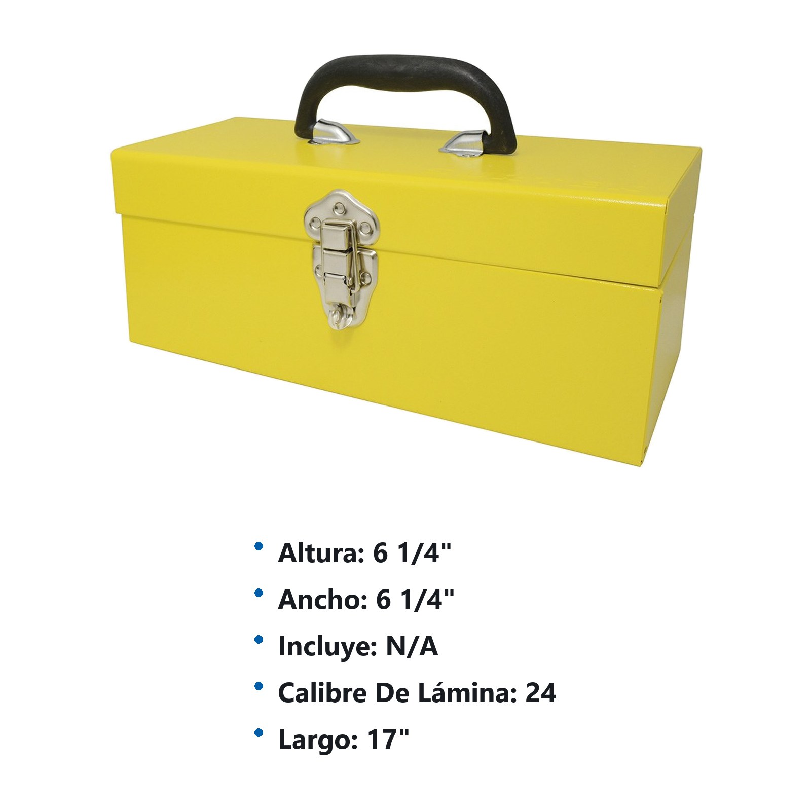 Caja portaherramientas metálica color amarillo 17" x 6-1/4" x 6-1/4" Surtek - Imagen 3