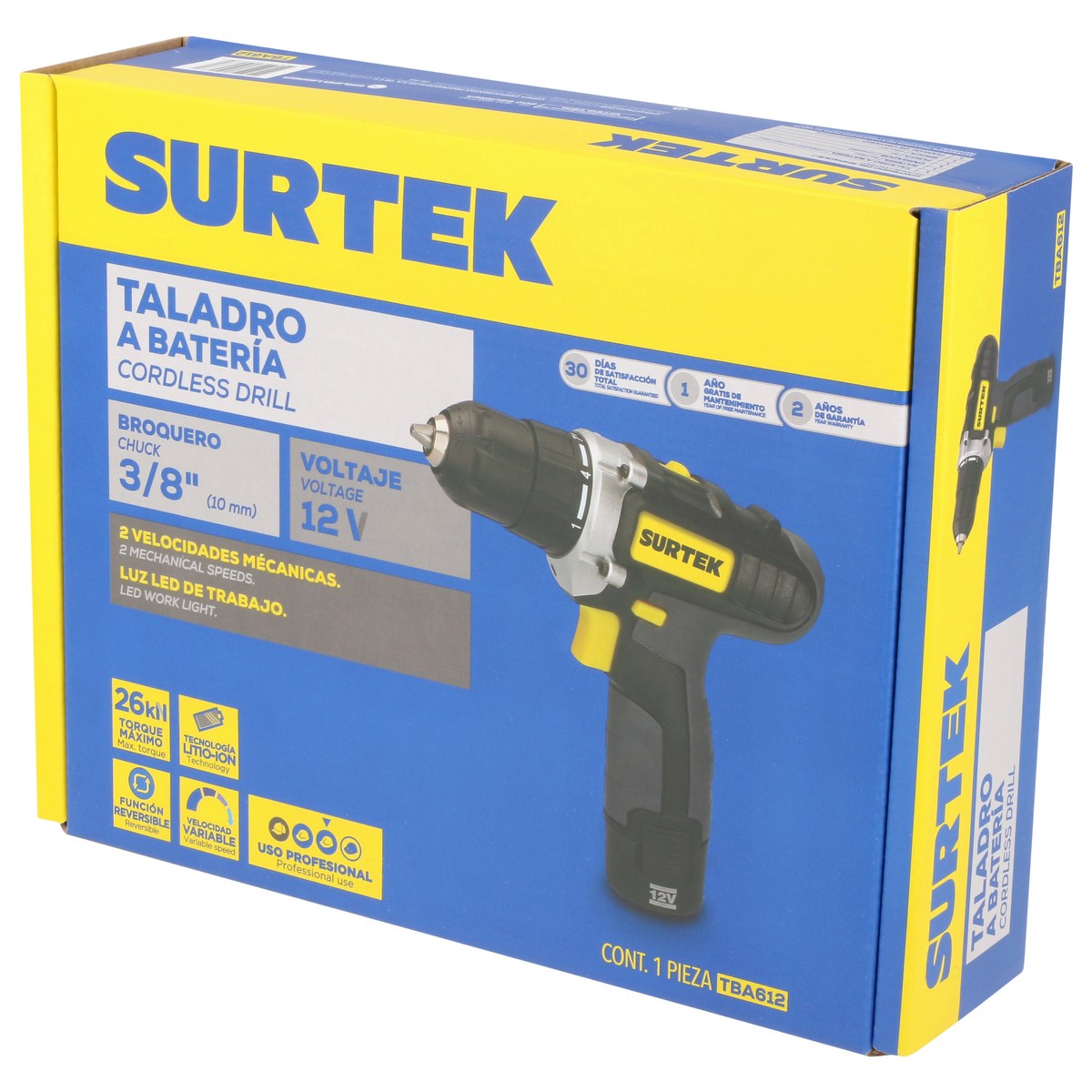 Taladro/atornillador 3/8" batería de Li-ion 12 V, 26 Nm Surtek - Imagen 4