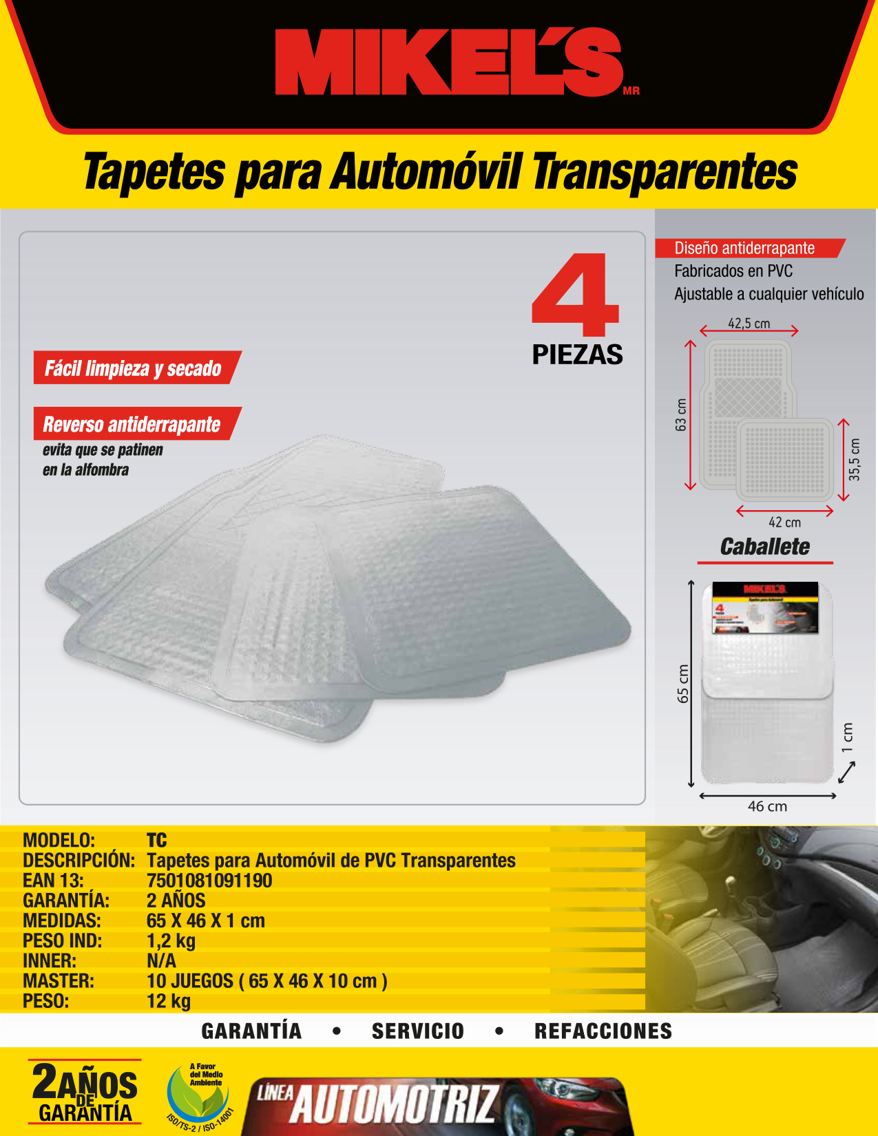 MIKELS TC Tapetes para auto de PVC, transparentes - Imagen 2