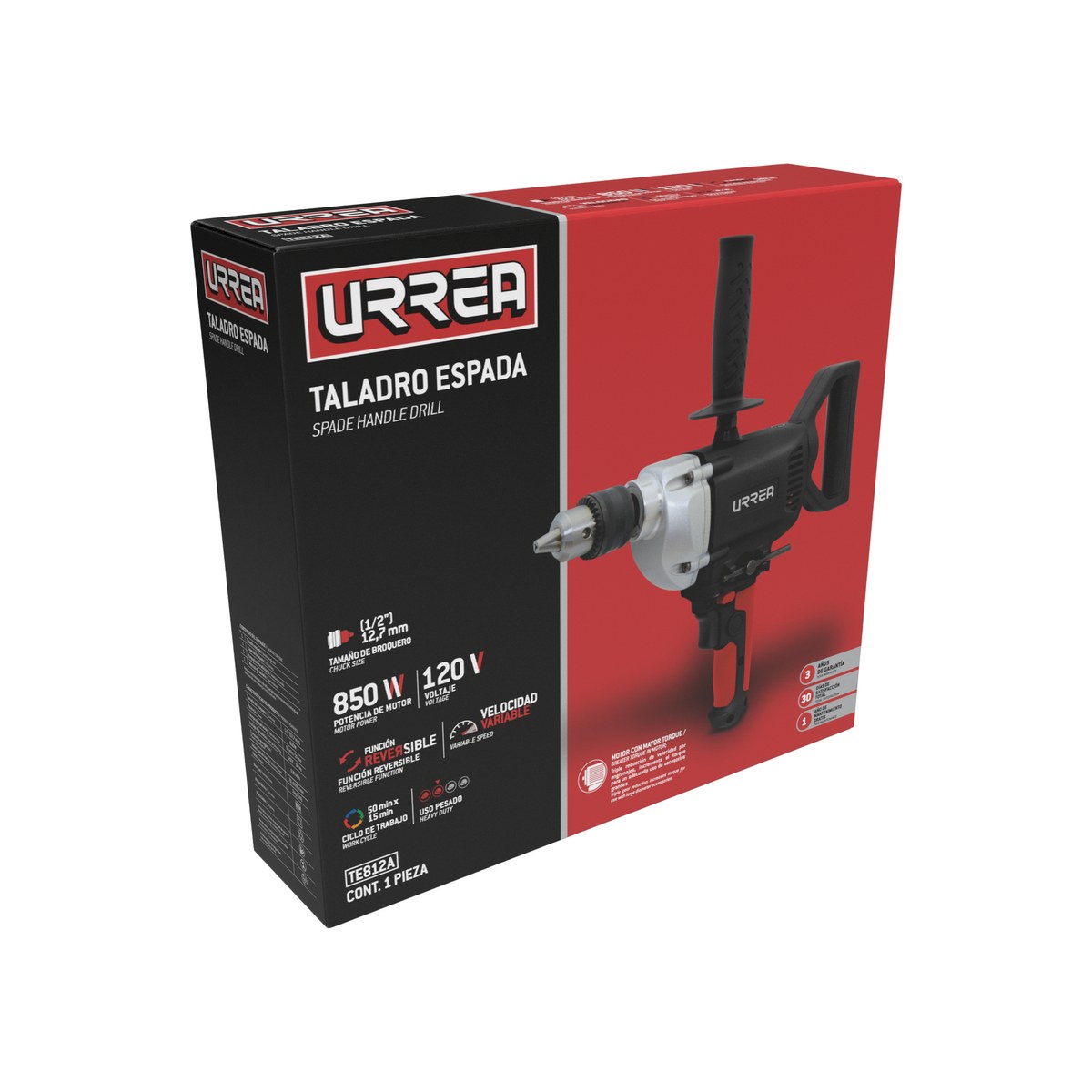 Taladro espada 1/2" 850 W 120 V, 50 Nm Urrea - Imagen 2