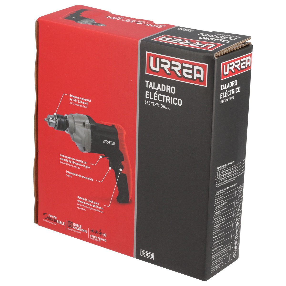 Taladro 3/8" 450 W 120 V, 1,600 RPM Urrea - Imagen 2