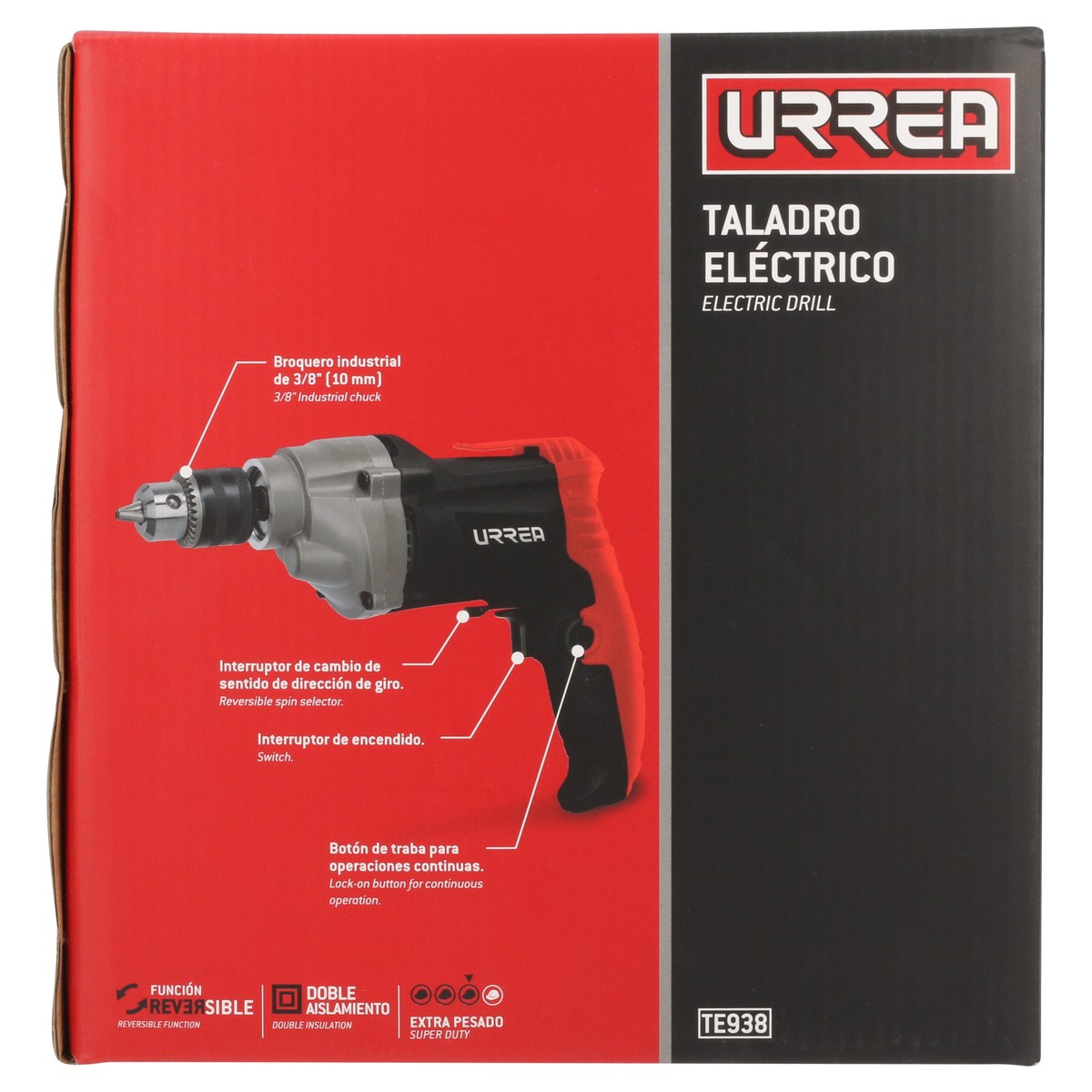 Taladro 3/8" 450 W 120 V, 1,600 RPM Urrea - Imagen 3