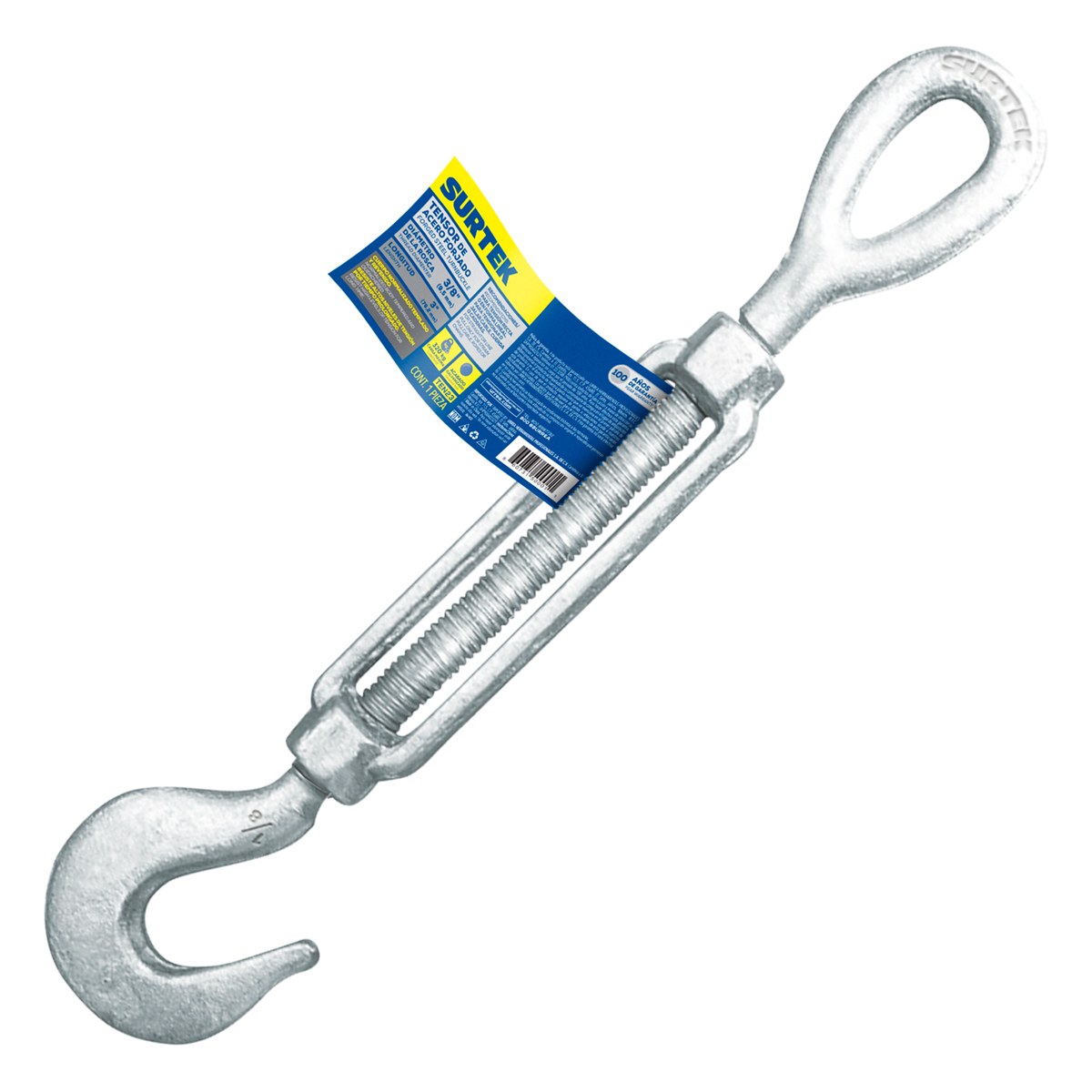 Tensor de acero forjado gancho - argolla 3/8" x 3" Surtek - Imagen 2
