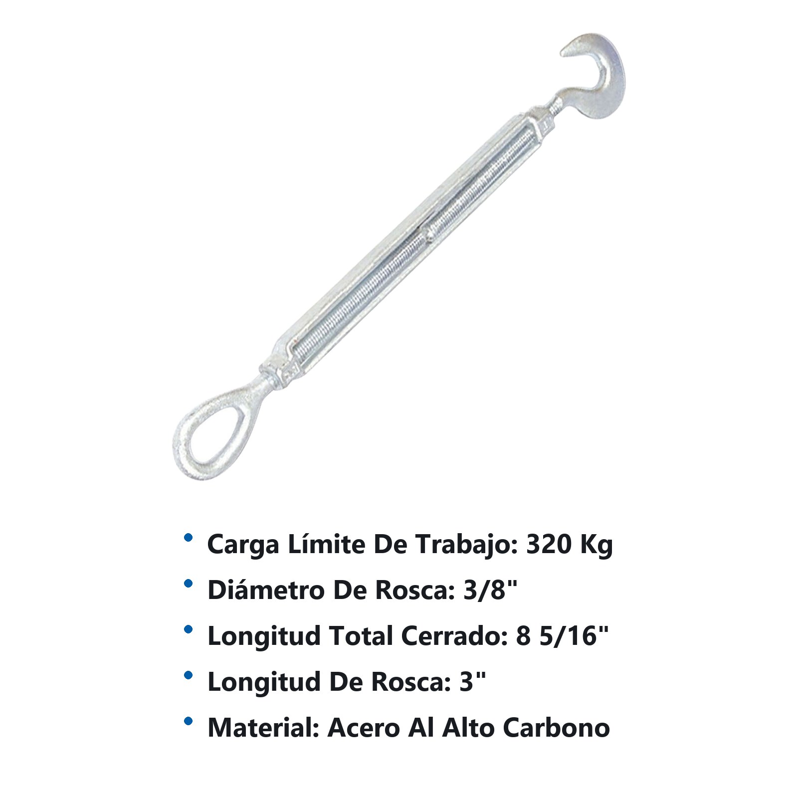 Tensor de acero forjado gancho - argolla 3/8" x 3" Surtek - Imagen 3