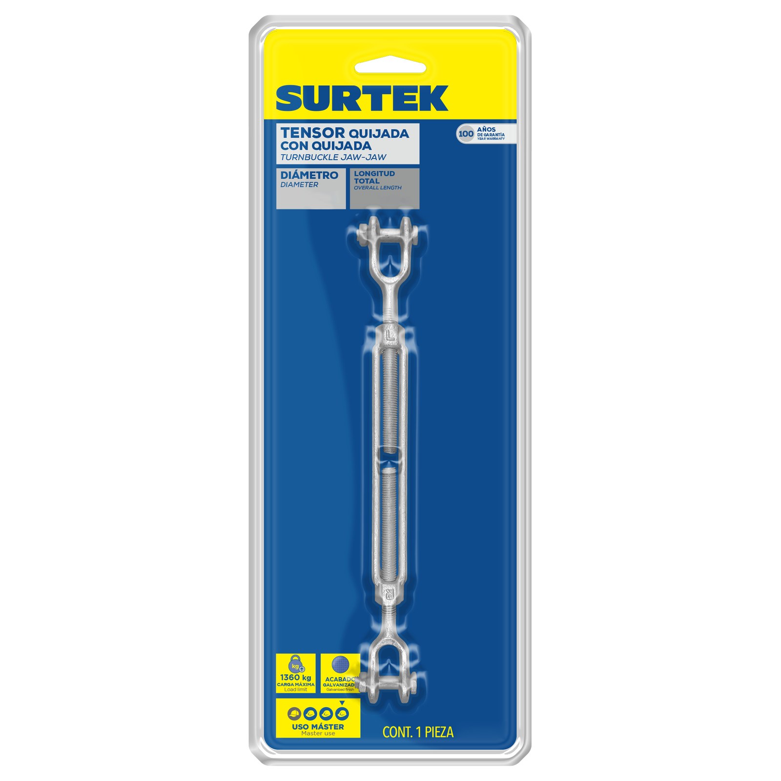 Tensor de acero forjado quijada - quijada 1/2" x 6" Surtek - Imagen 2