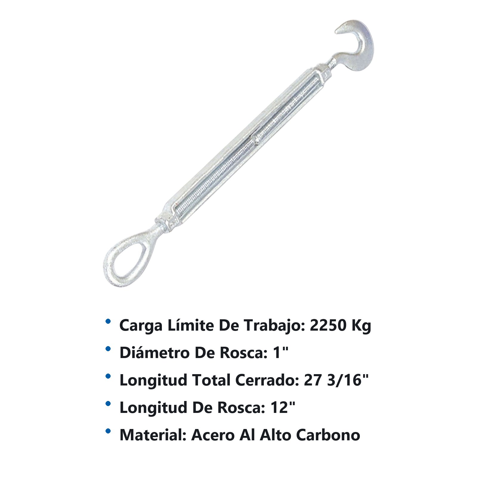 Tensor de acero forjado gancho - argolla 1" x 12" Surtek - Imagen 2