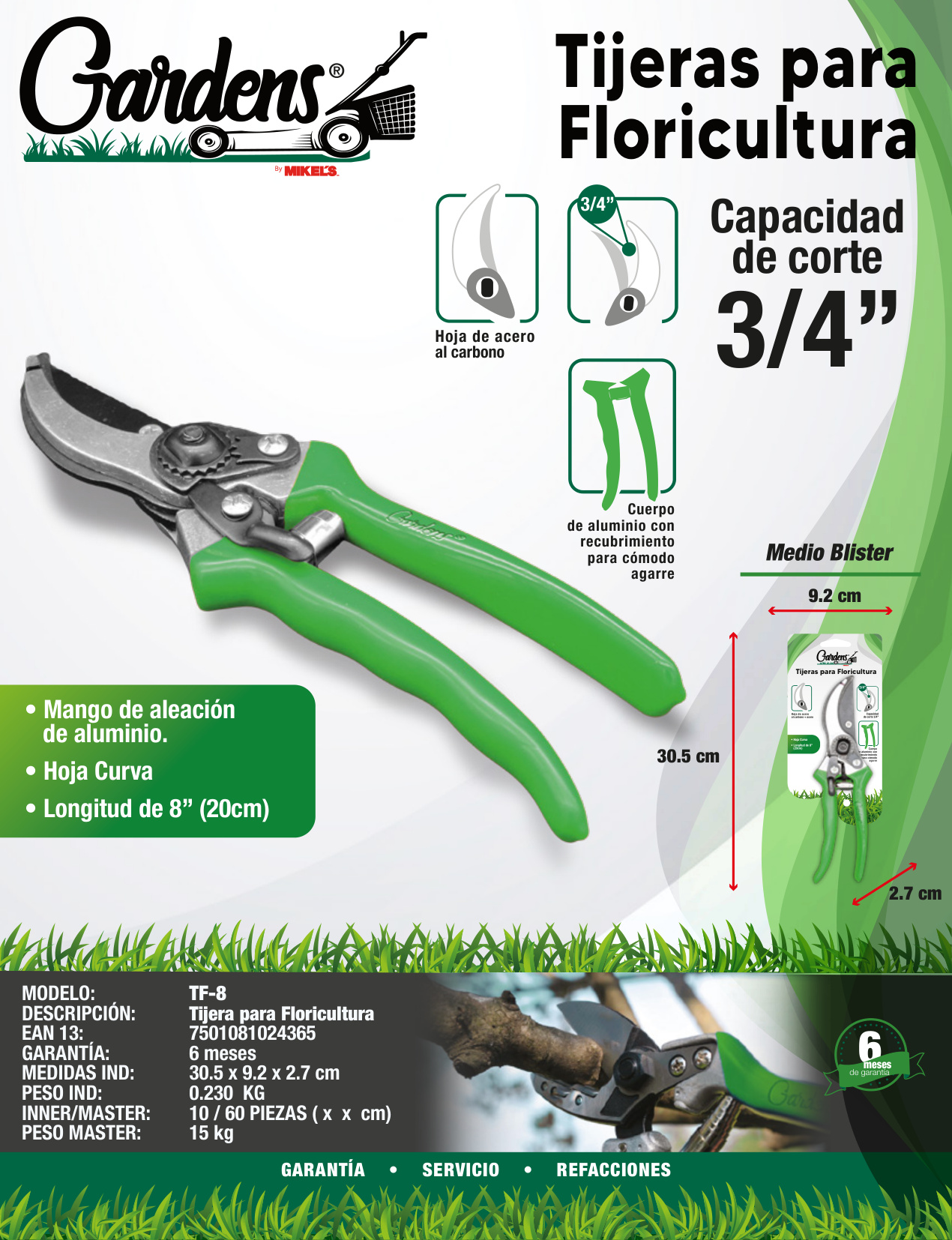GARDENS TF-8 Tijera para floricultura - Imagen 4